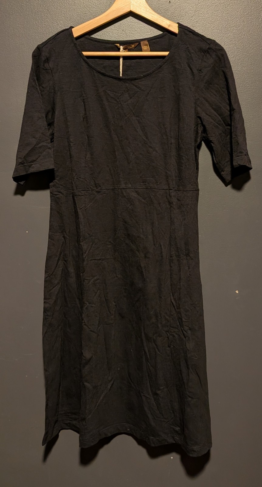 LA NATURELLE Women’s Black 100% Cotton Midi Dress Size Medium NWT