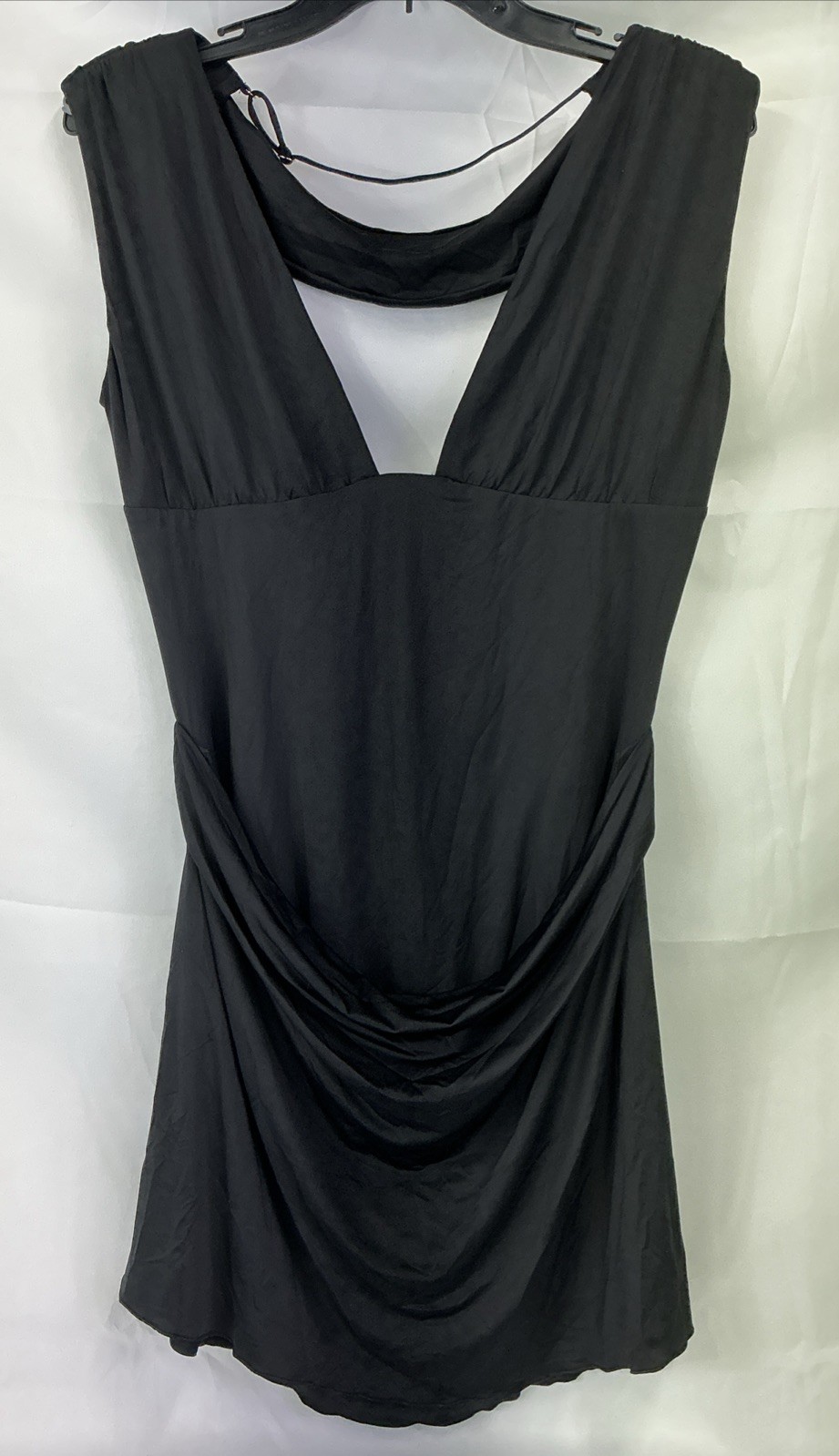 Oh Polly Nalini Draped Open Back A-Line Large Black Mini Dress NWT