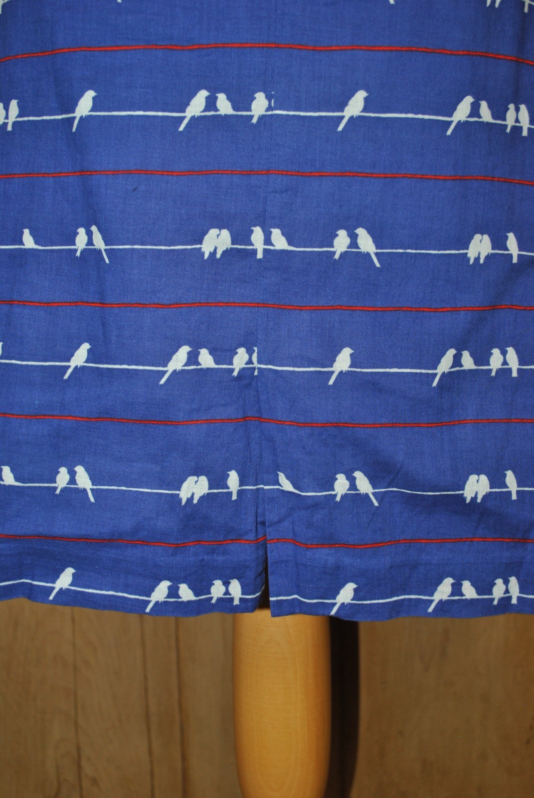 Poem by Oliver Bonas Blue Bird Print Cotton Sleeveless Fit & Flare Dress Size 12