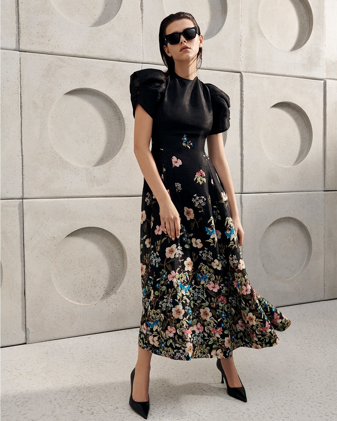 Witchery limited edition Silk botanical floral Linen Floral Dress size 16 NEW