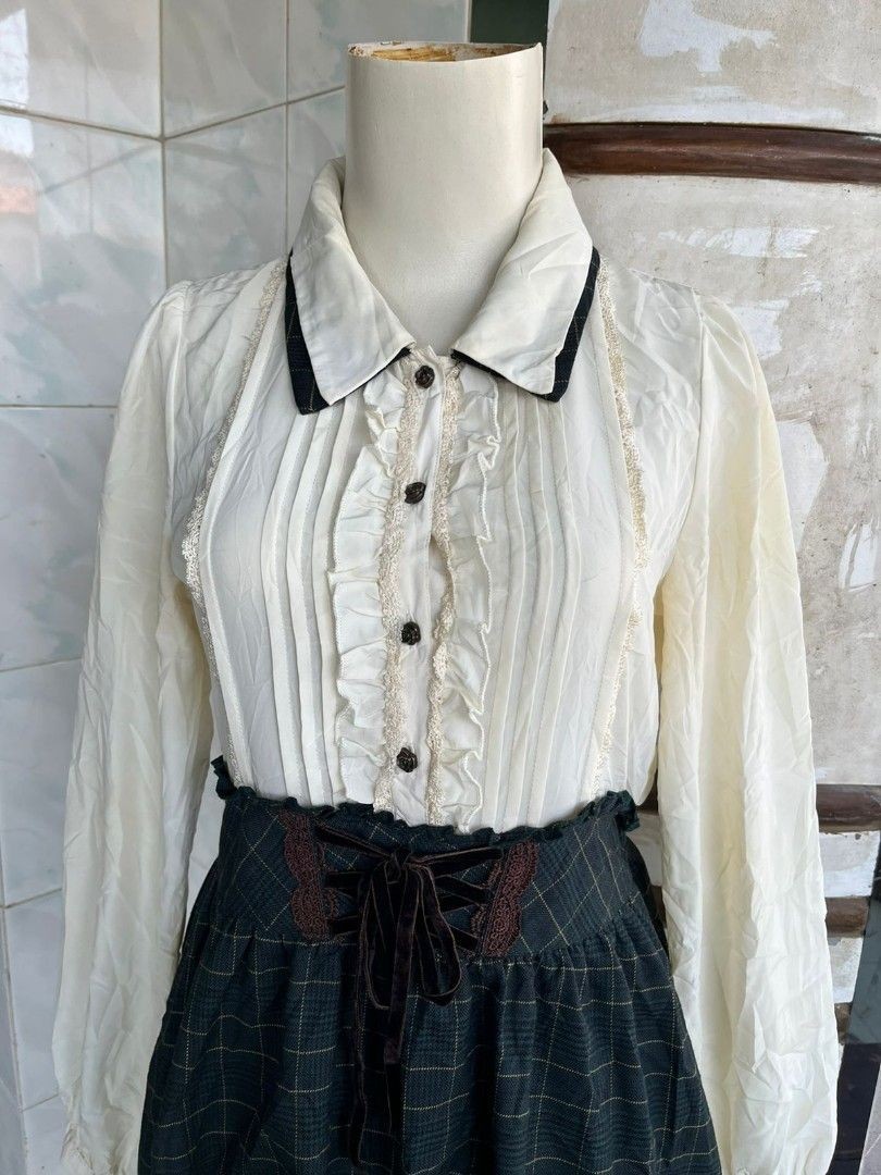AXES FEMME CHECKED DOCKING BLOUSE DRESS VINTAGE JIRAIKEI LOLITA