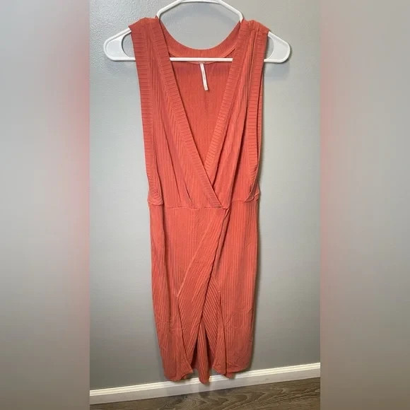 Free People Rising Sun Ribbed Maxi Dress in Rust Size Medium