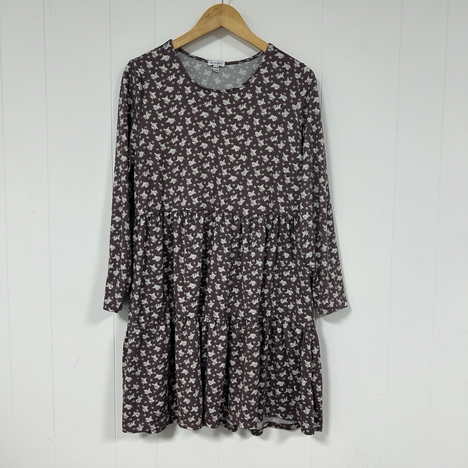 Love Fire Women’s Burgundy Floral Long Sleeve Dress Size XL