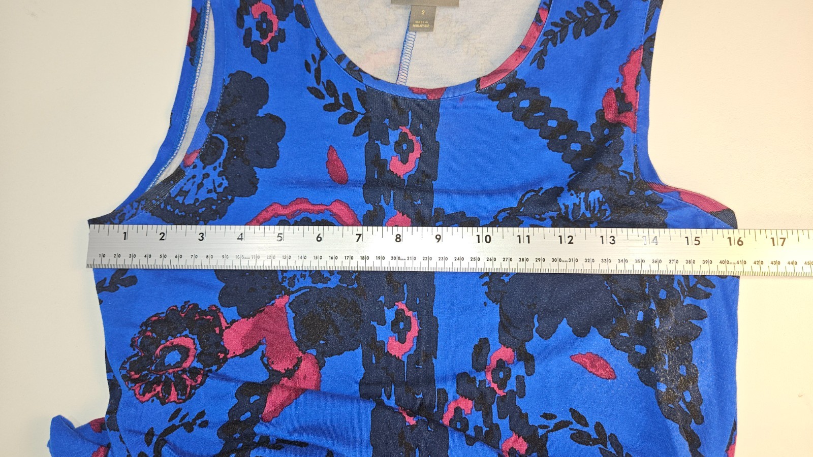 Style & Co Blue Floral Swing Dress Sleeveless Stretch Knit Boho Lagenlook Size S