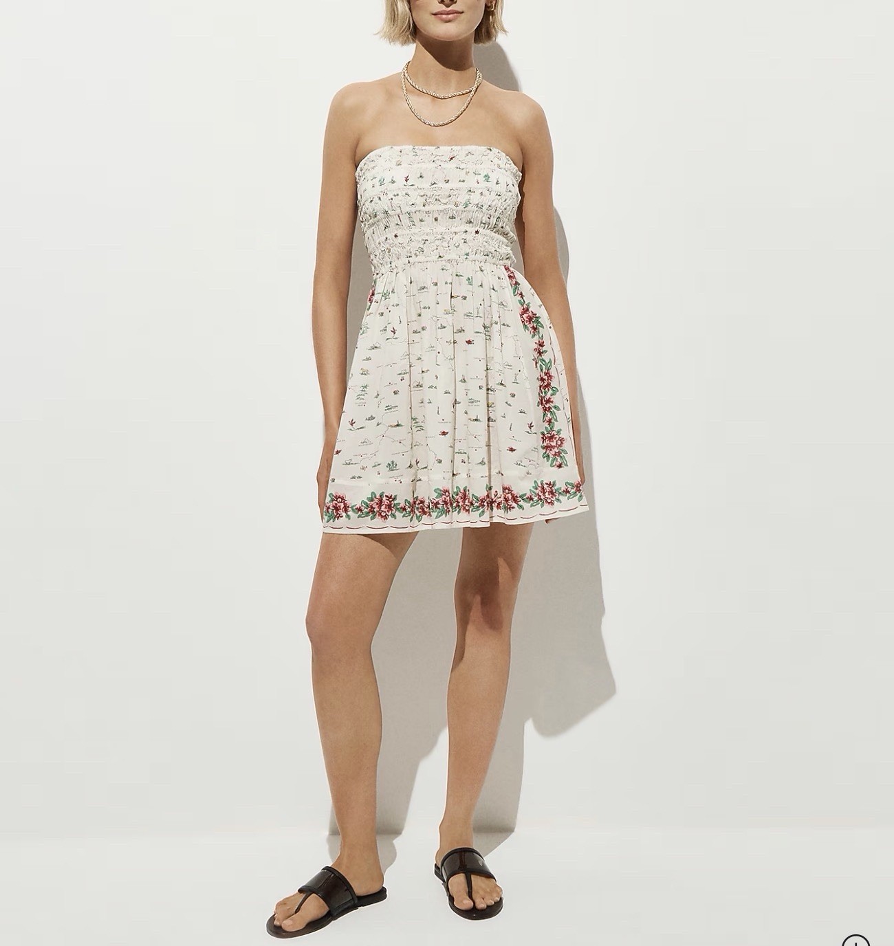 new nwt J. Crew J Crew smocked mini dress map print XS xsmall cotton voile