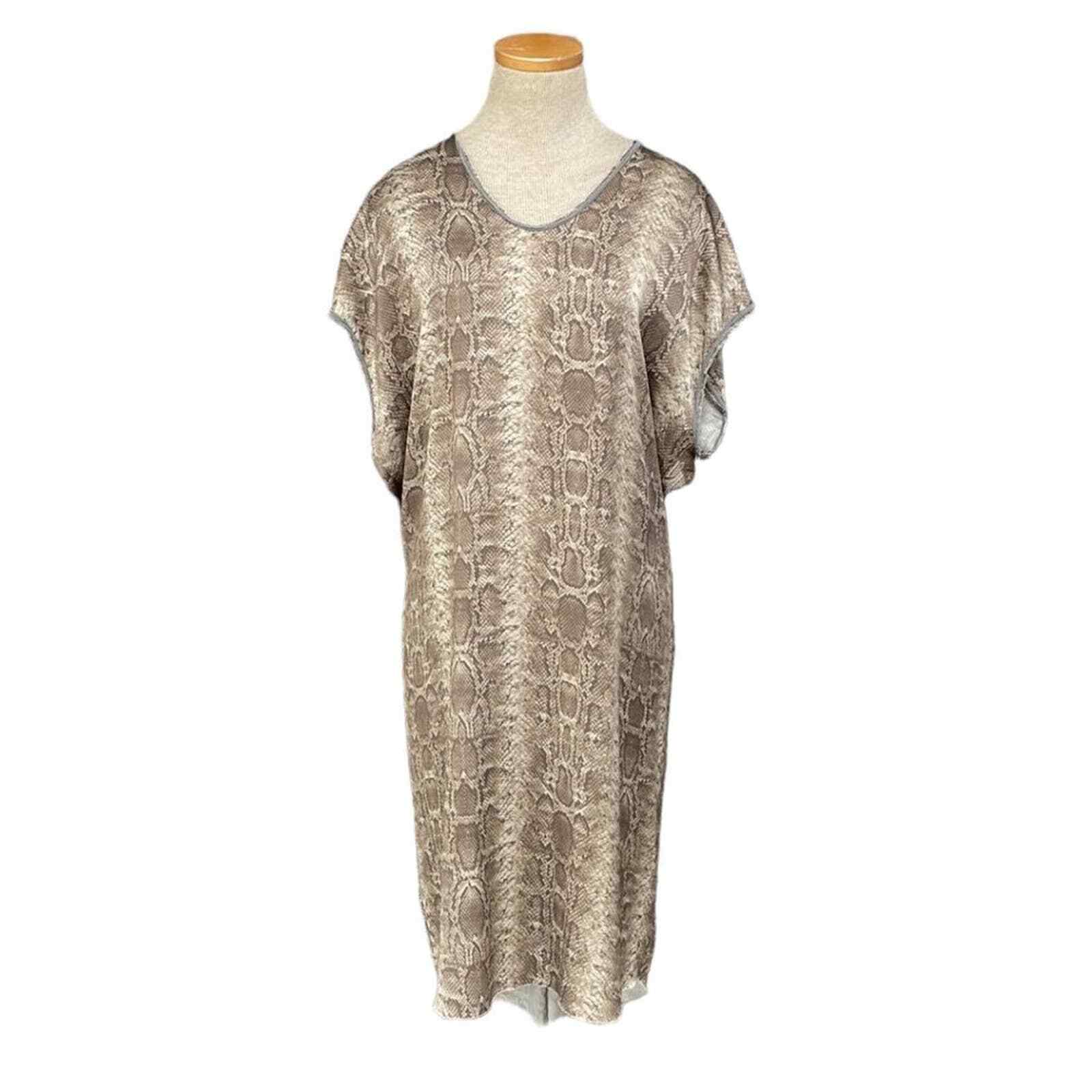 Aquarius Dress Women’s 4 6 Brown Snake Skin Cocktail Julz Sloppy V NWT Silk Midi