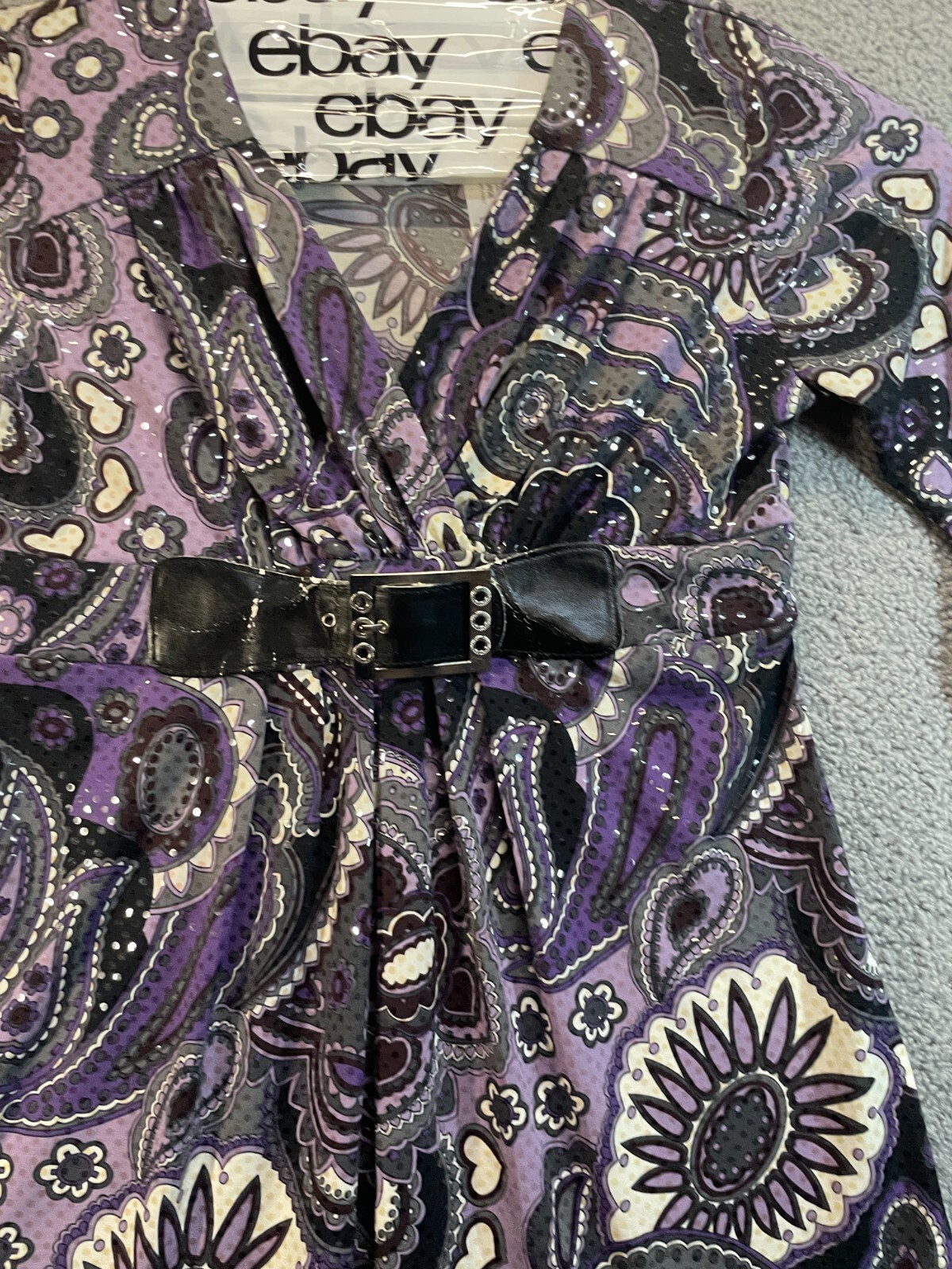 New Directions Women’s Purple Sequence Dress w/faux belt Size M