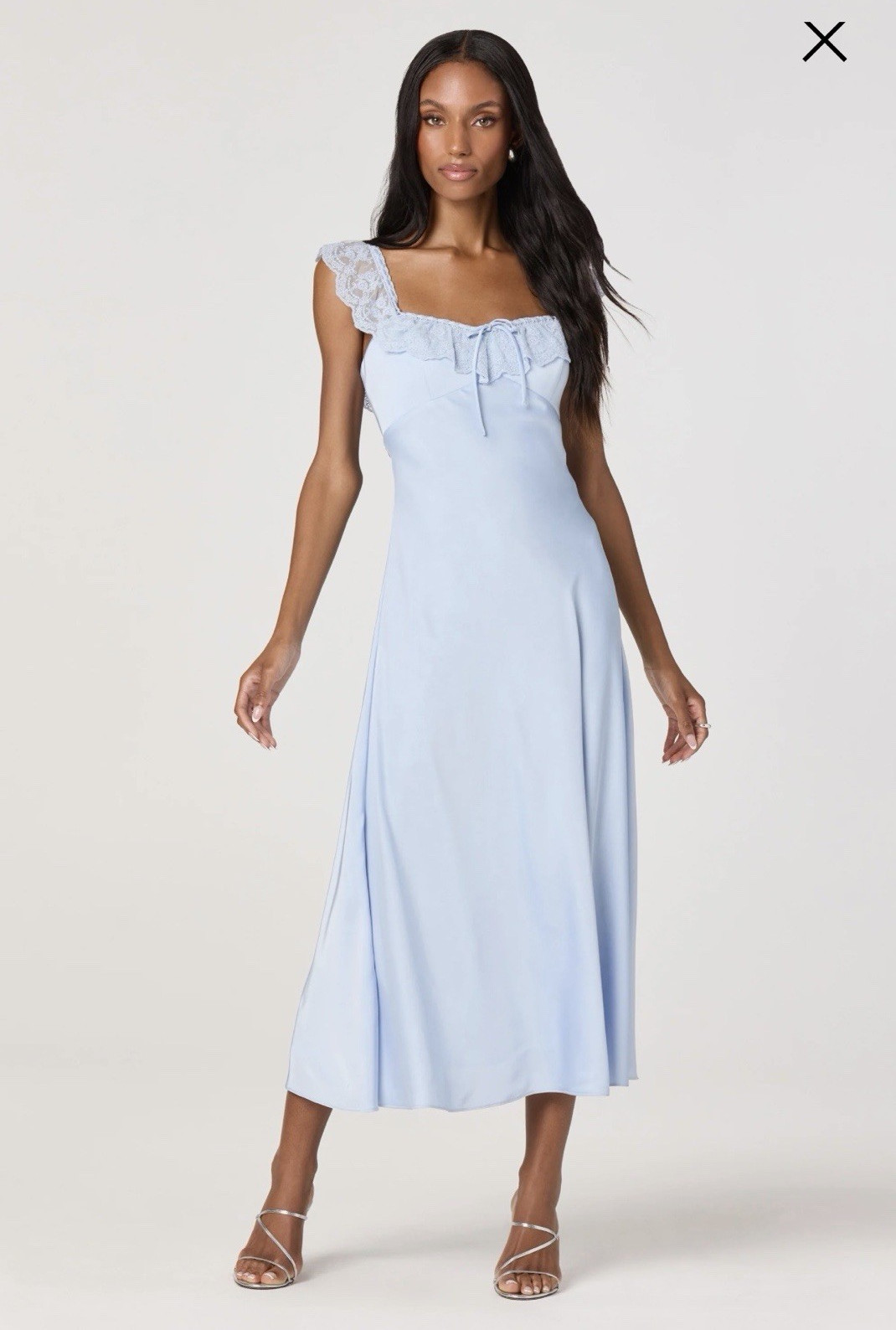 ASTR Makiya Lace Strap Empire Waist Midi Dress NWT Size L