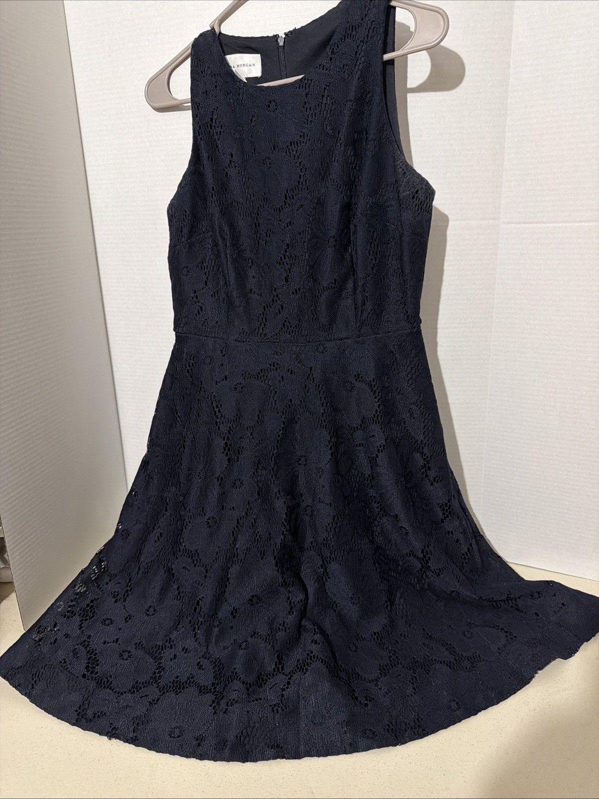 Donna Morgan Navy Blue Lace Sleeveless A-Line Cocktail Dress Women’s US 4 / UK 8
