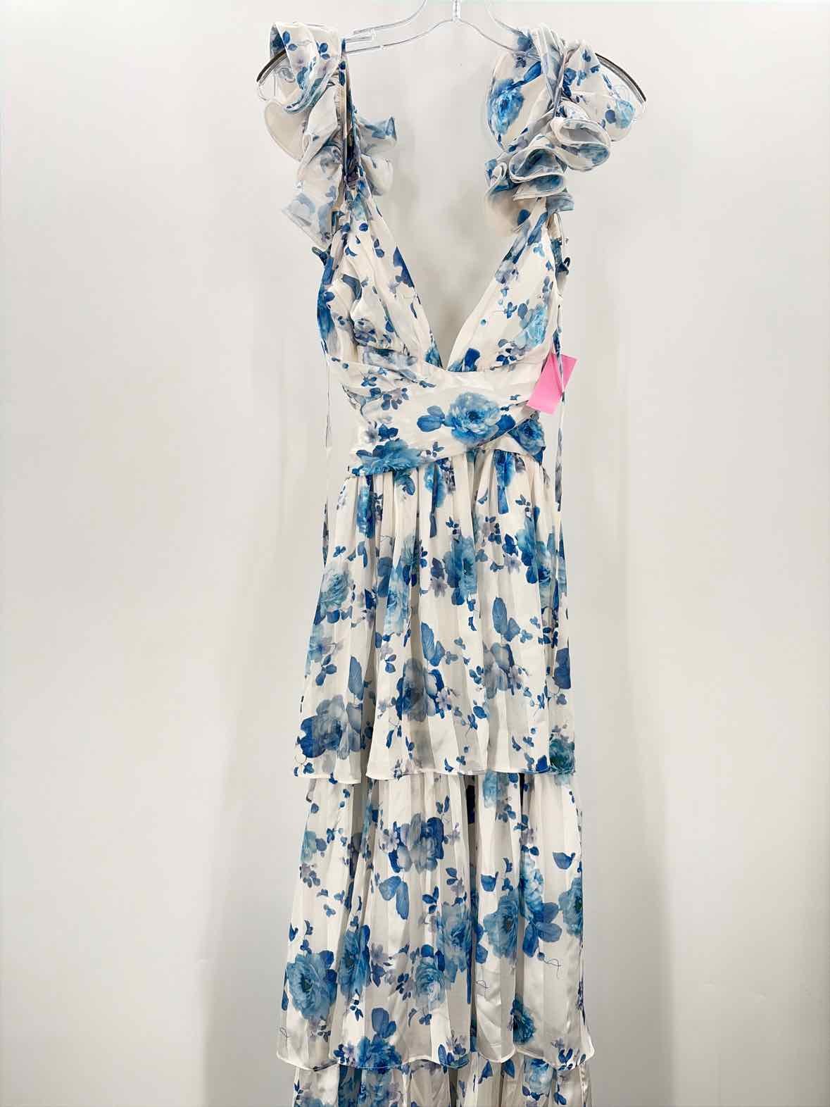 Pre-Owned Storia White Size Small Floral Maxi Sleeveless Dress