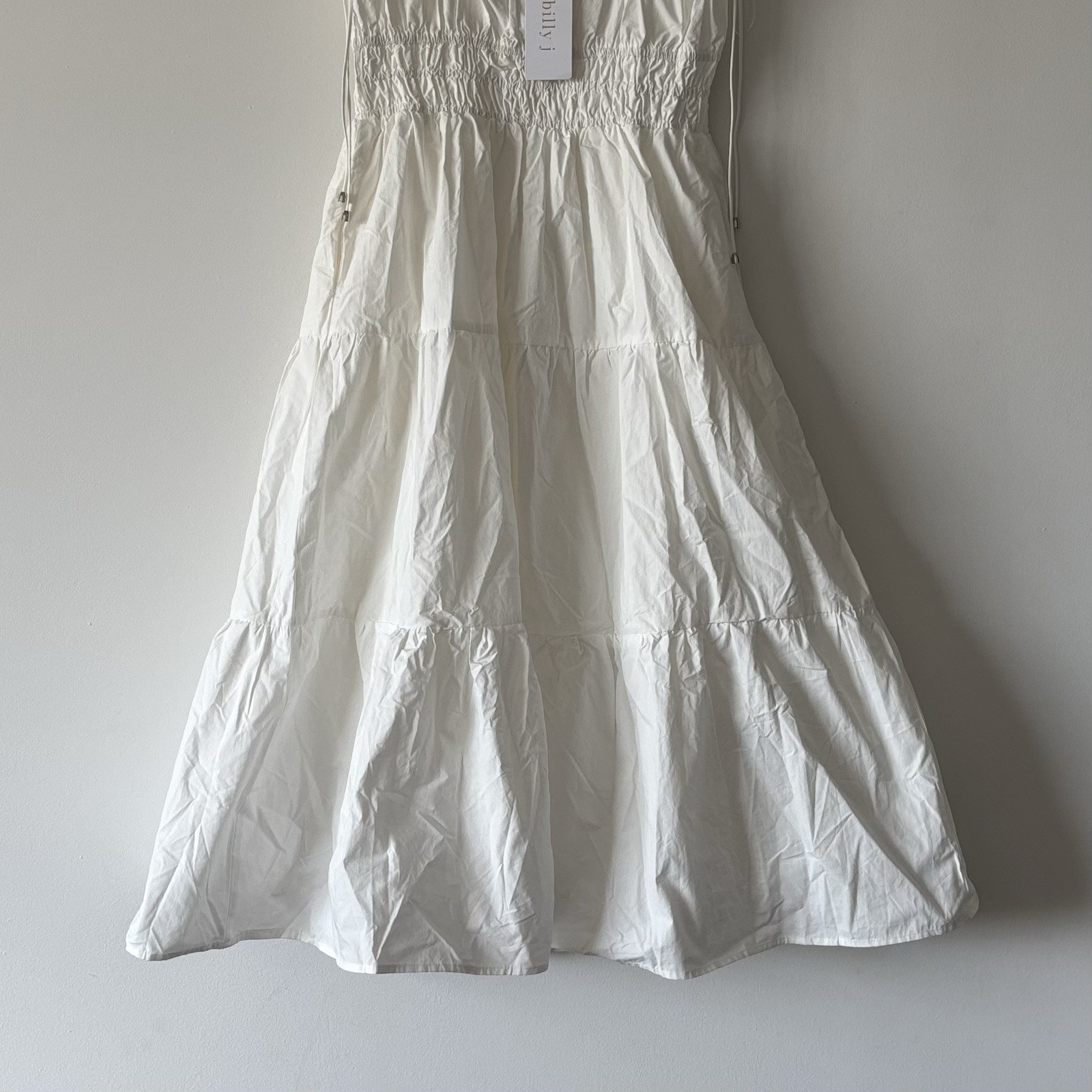 Billy J Cottagecore Milkmaid White Dress Midi Tie Straps Women’s Size 10 Event