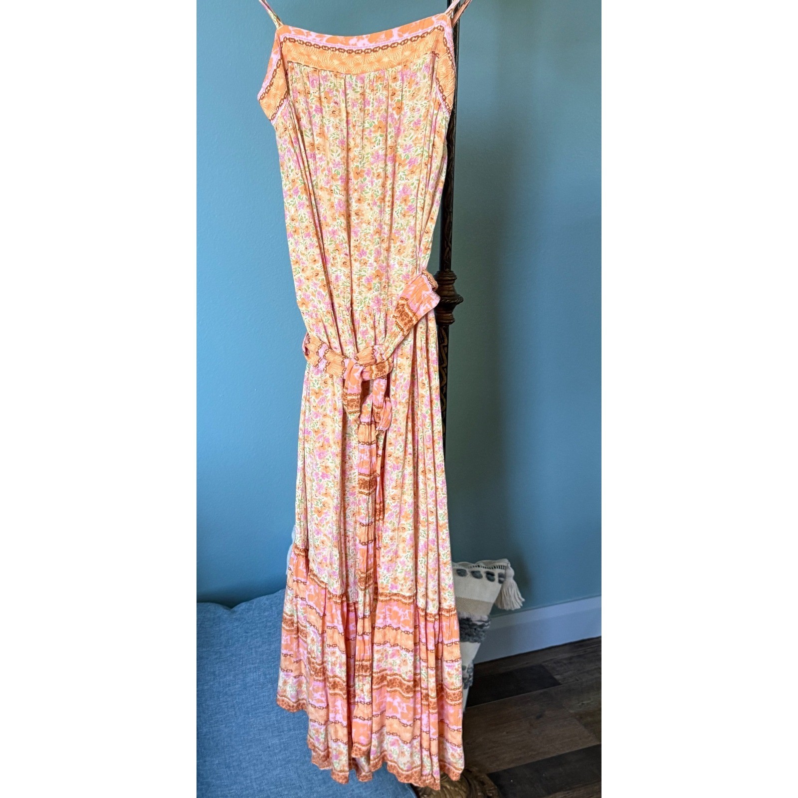 Billabong Summer Dress Peach Coral Belt Size Small |Vacation |Surfer Girl|Resort