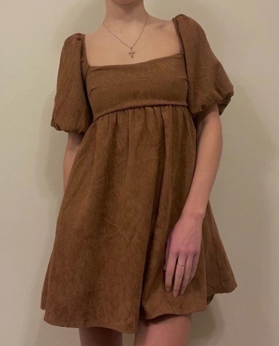 Blue Rain “Cassie” Corduroy Puff Sleeve Babydoll Dress Small
