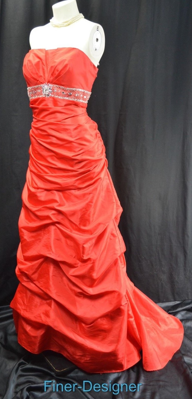 Betsy & Adam bead Embellished QUINCEANERA DRESS pull up gown train prom 12 L NEW