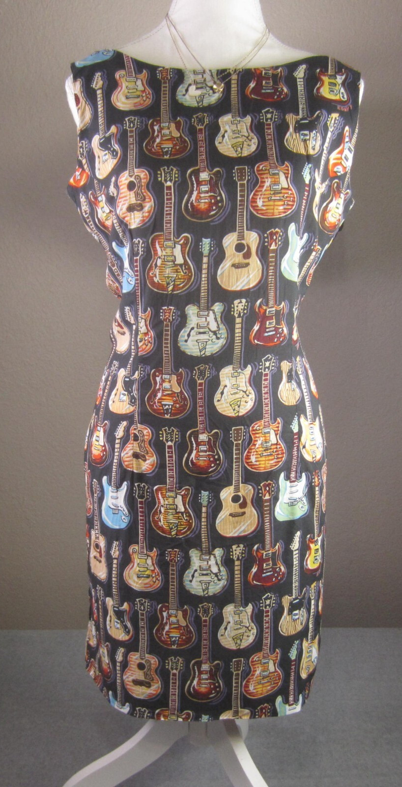 Reyn Spooner Womens S VTG Dress Art Eddy Y Guitar Hawaii