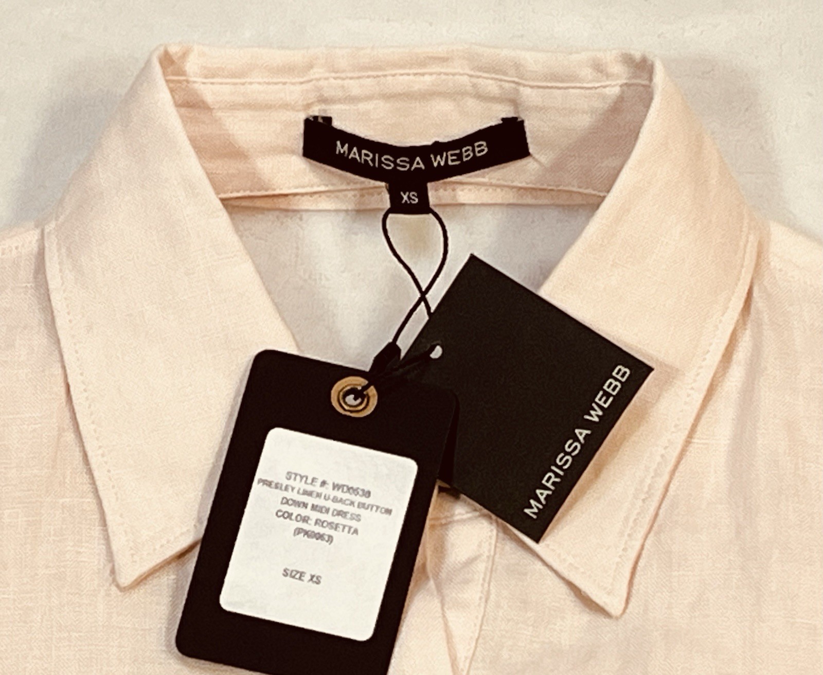 Marissa Webb Presley Linen U Back Button Down Midi Rosetta Color Dress $545 NWT