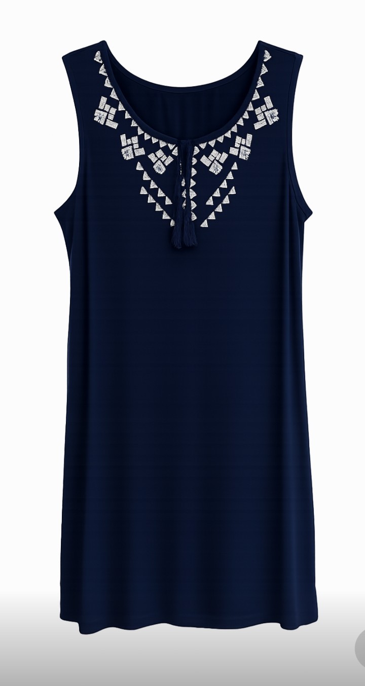 Kim Rogers Women’s L Knit Dress NWT Knee Length Sleeveless Navy Casual Harbor