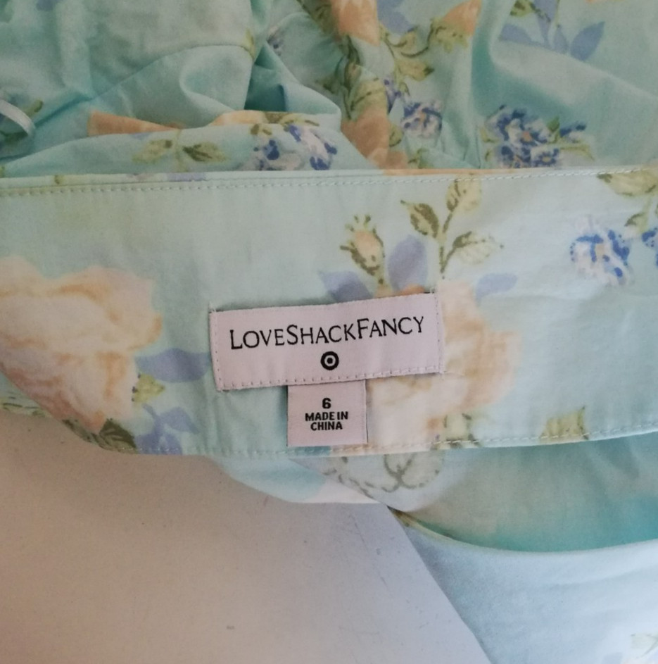 LoveShackFancy Blue Floral Puff Sleeve Dress | Size 6 | Cottage Core