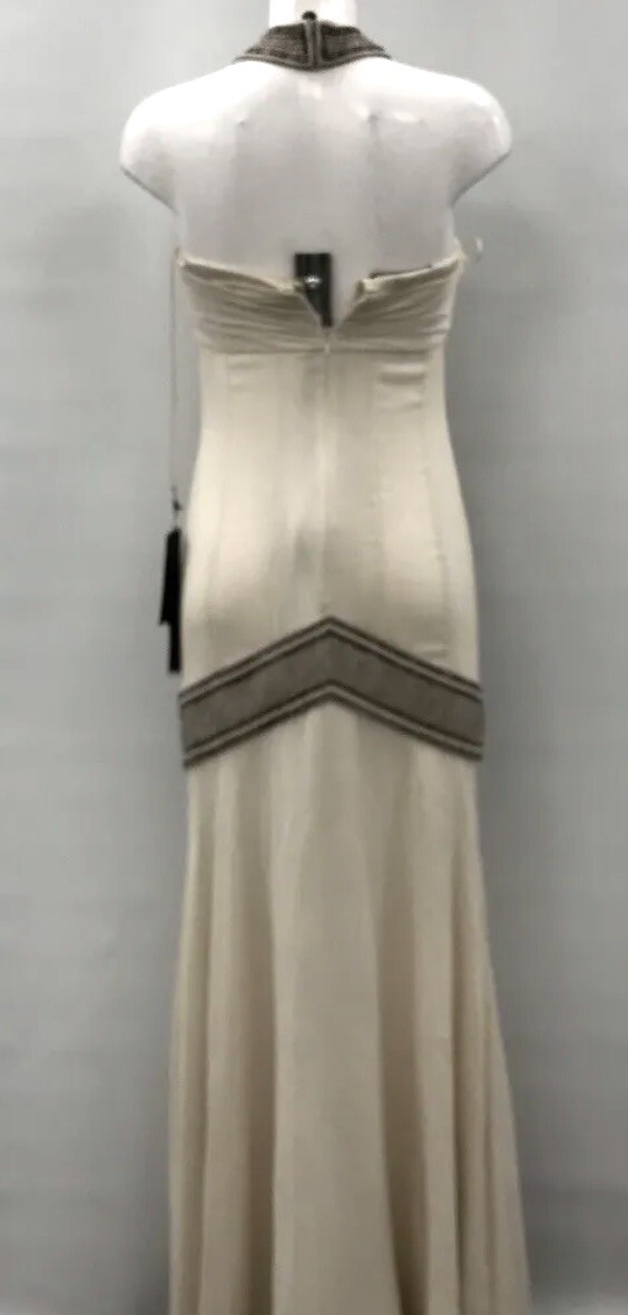 Women’s Amanda Wakeley Evening Oyster Cream Halter Neck Dress Size UK 10 BNWT