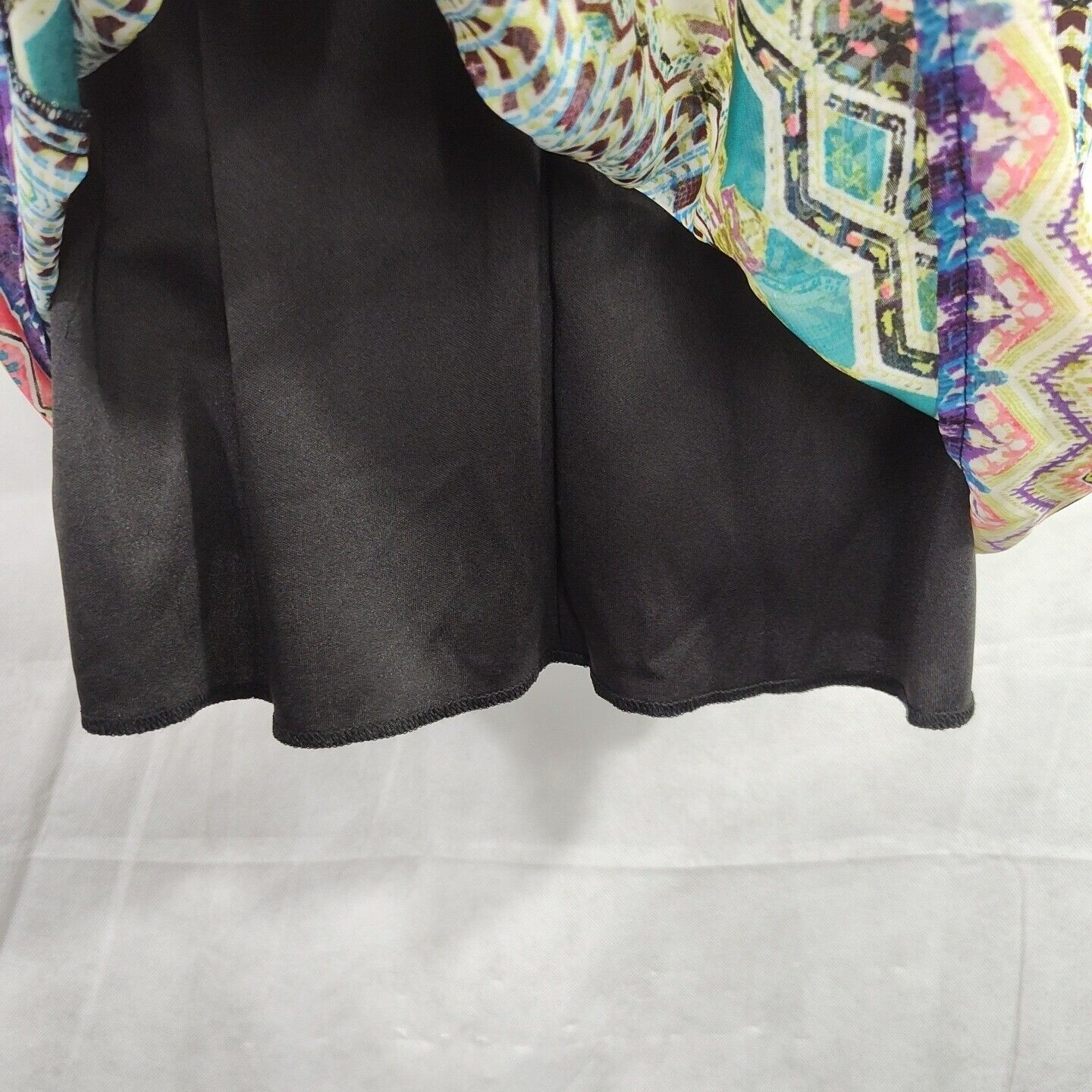 City Triangles Blouson Mini Dress Sundress Women Size L Colorful Teal Purple NEW
