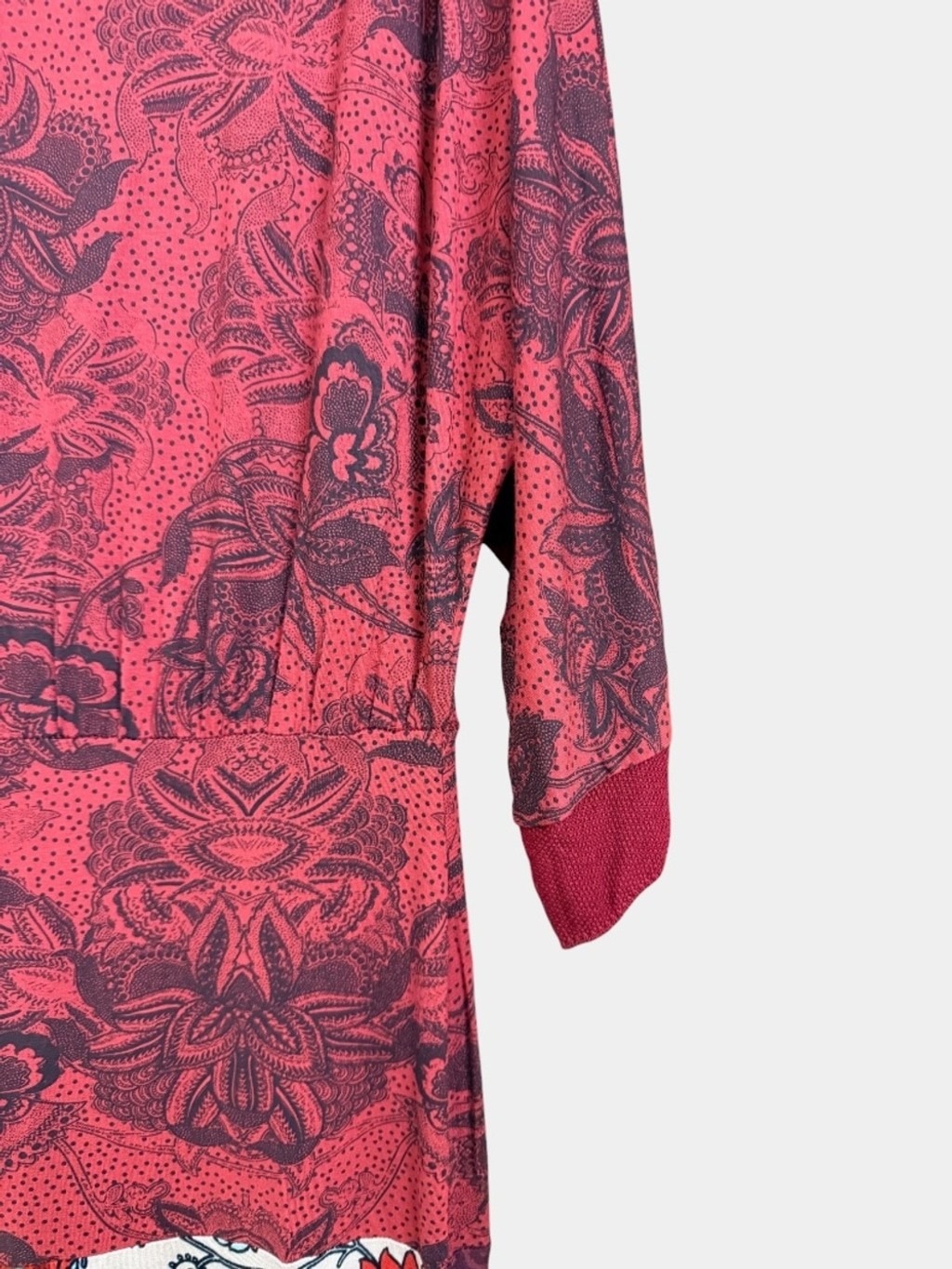 DESIGUAL Indira Red Floral Paisley Mini Dress Casual Summer, Sz L