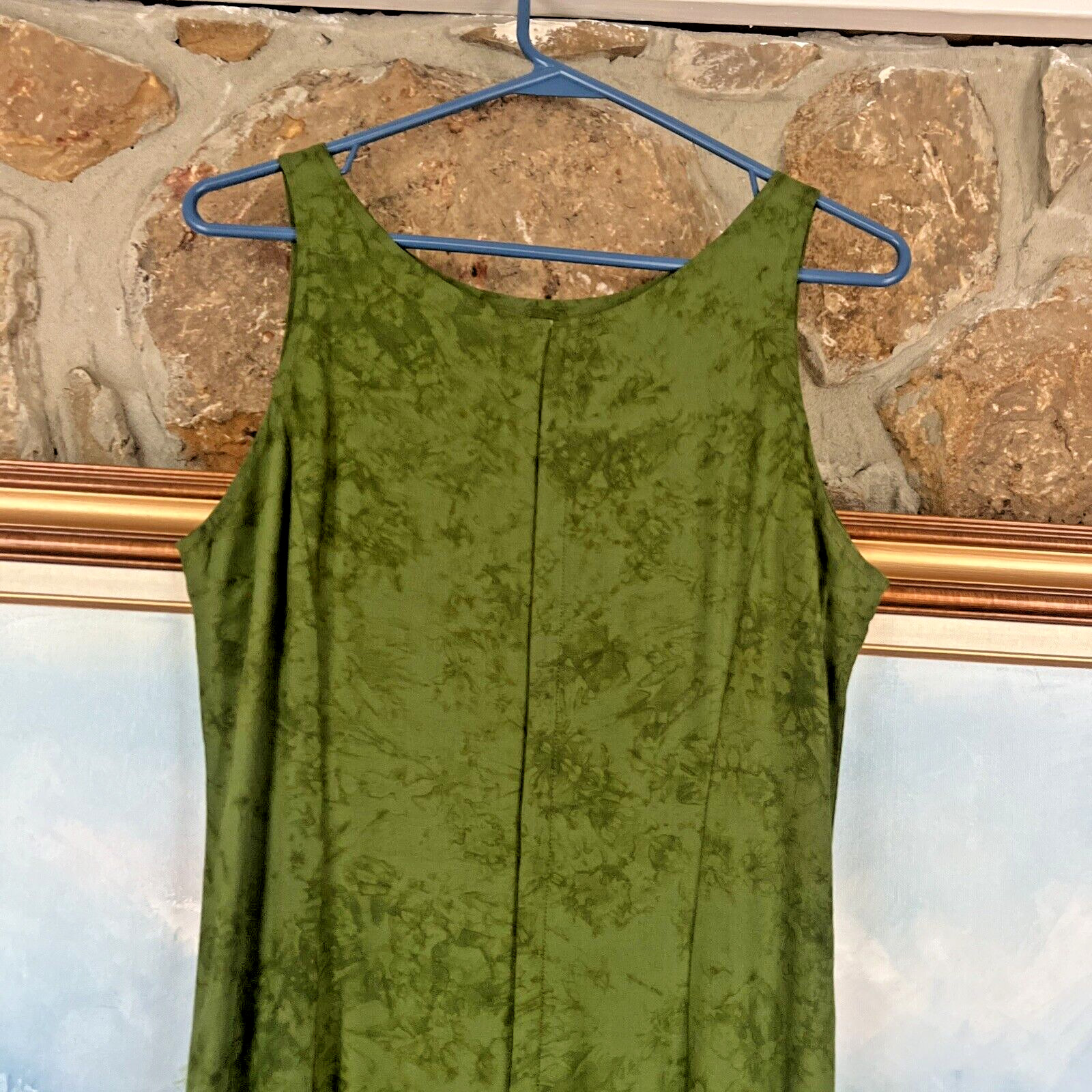 Zion Shift Dress Tone-On-Tone Green Large Front Pockets Sz S Small Excellent 4 6