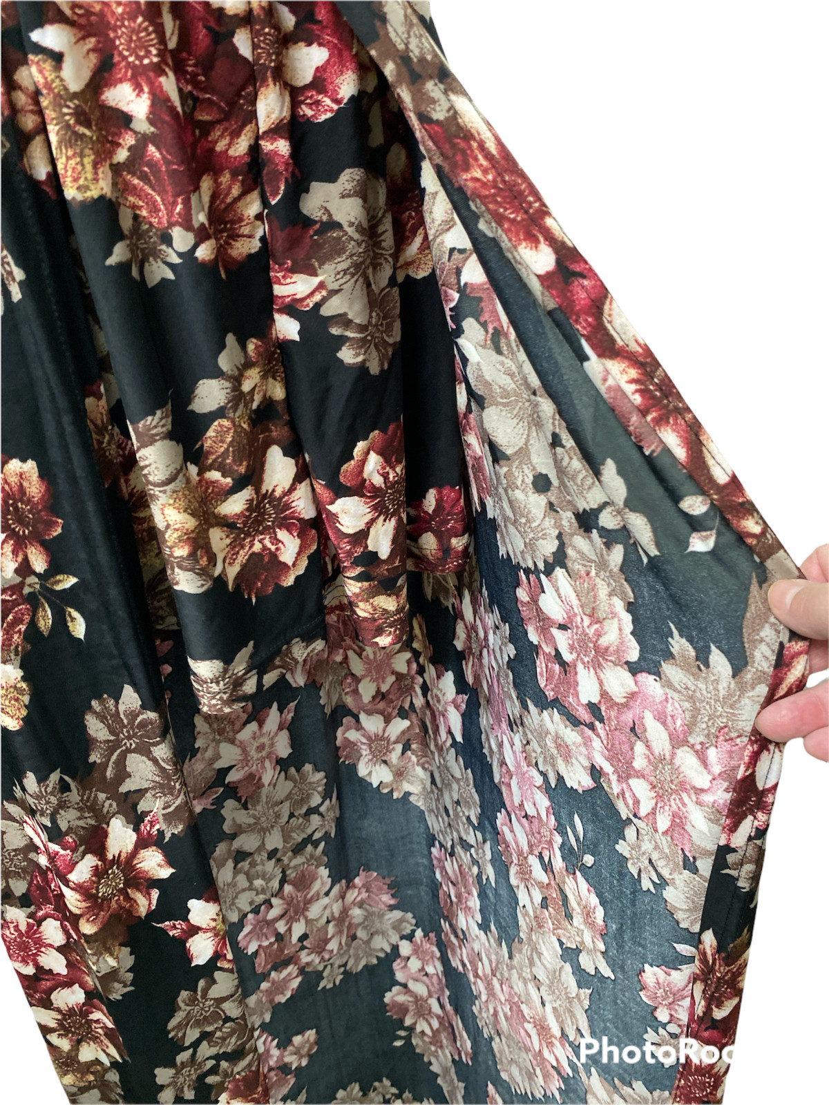Peasant Maxi Dress Silk Blend High Low Floral Split Built In Shorts Woman’s XXL
