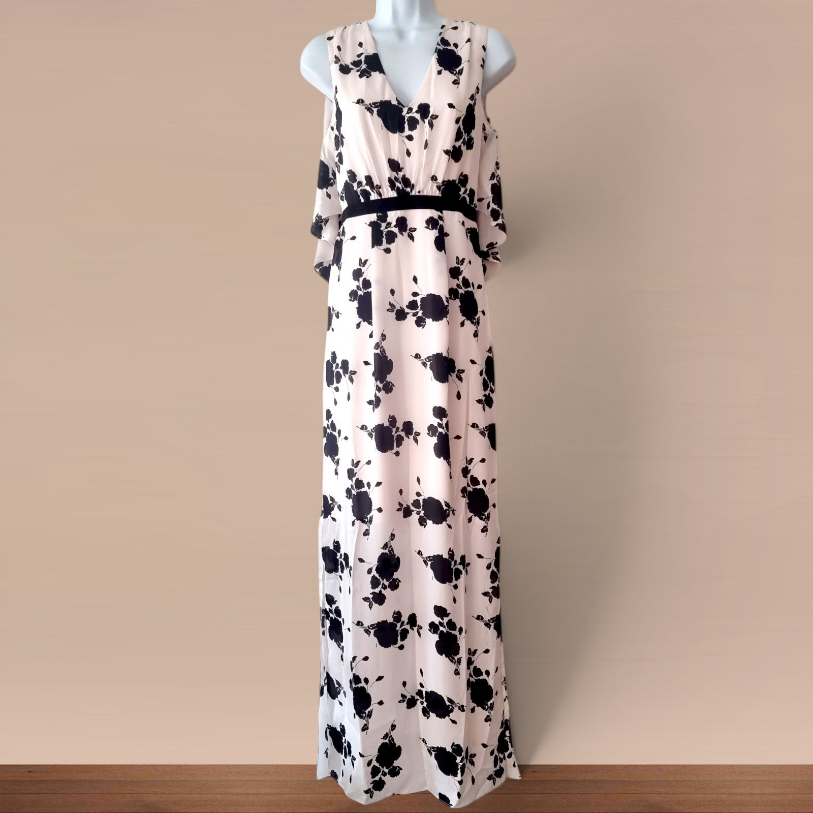 Phase Eight Eternity Maxi Dress Size UK 6 Floral BNWT Beige Black Wedding Races
