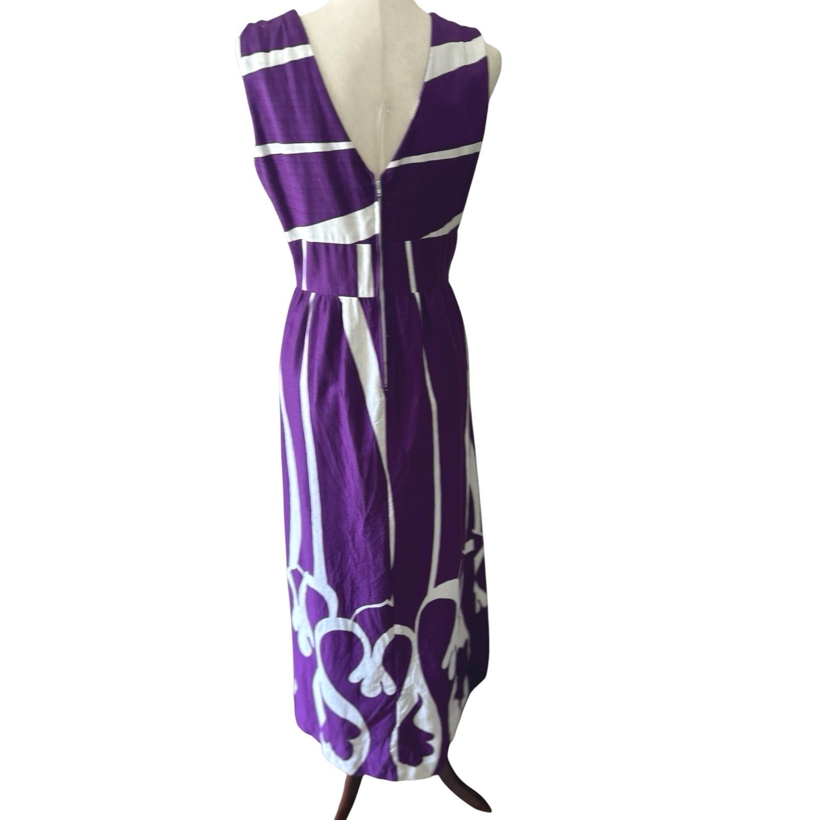 1960’s 70’s Malihini Hawaii Cotton Barkcloth Maxi Summer Dress Size 6 Aloha