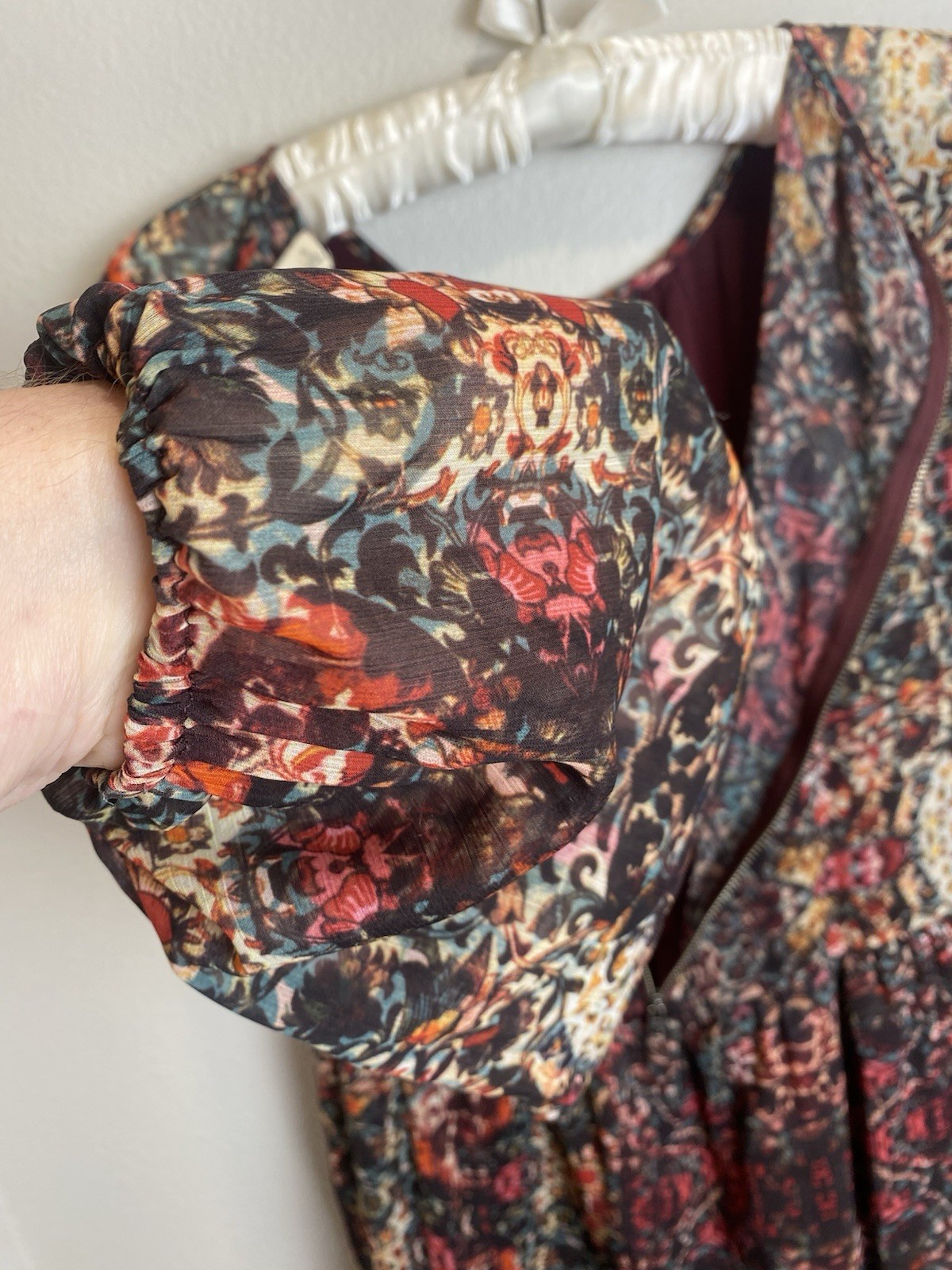 Abercrombie & Fitch Keyhole Neck Sheer Gothic Floral Dress Boho~Dark Romance~(S)