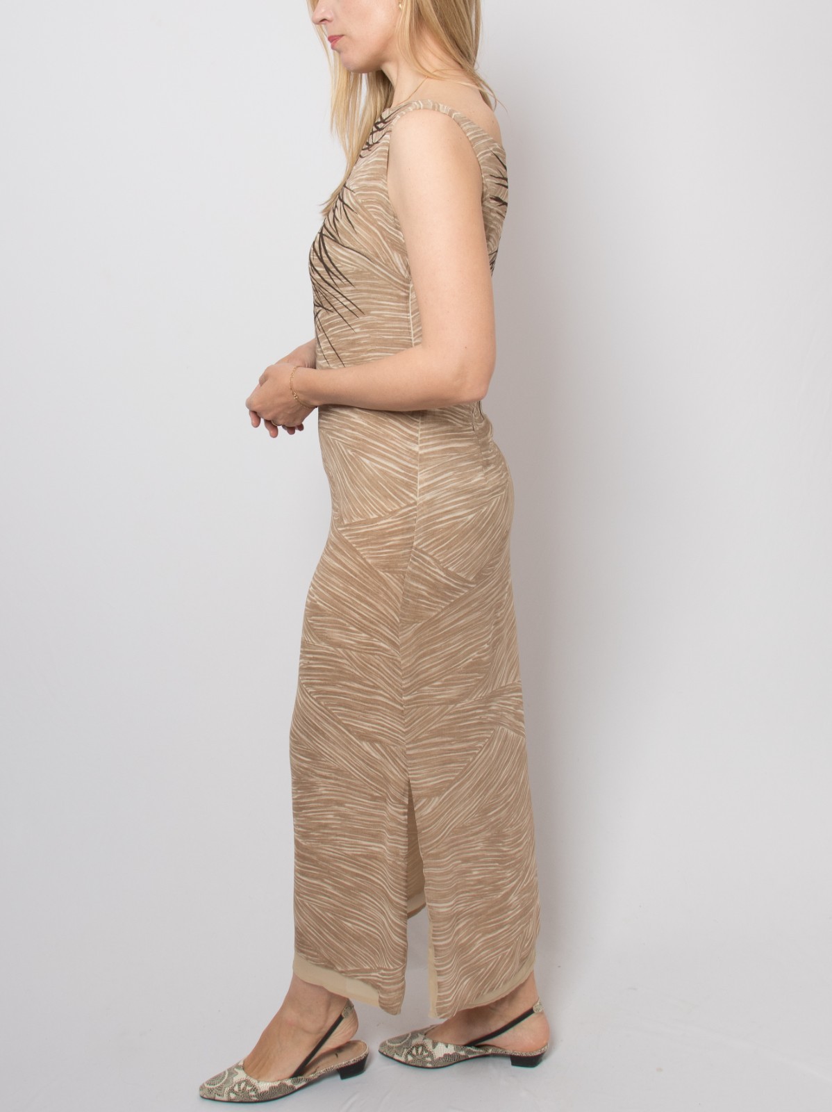 Gianfranco Ferré Studio Maxi Dress Botanical Print Viscose Made in Italy Size S