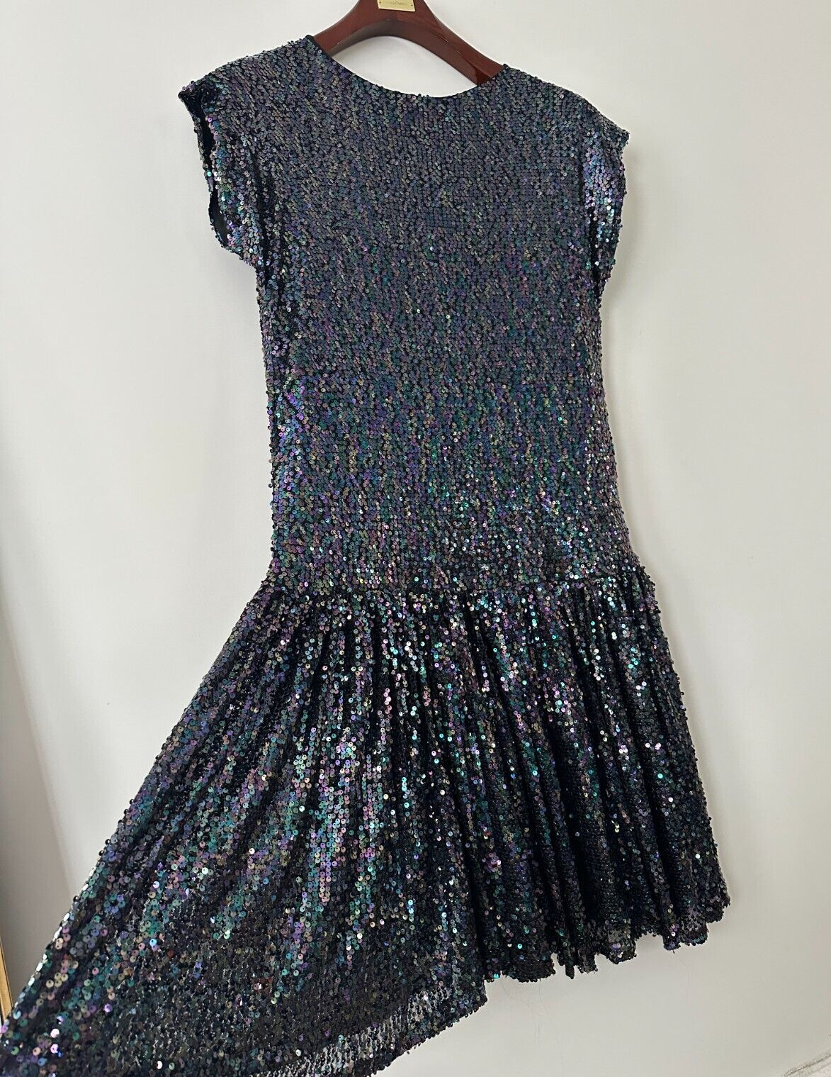 Wolf & Badger Meem Label Drop Waist Sequin Evening Party Midi Kate Dress M UK 14