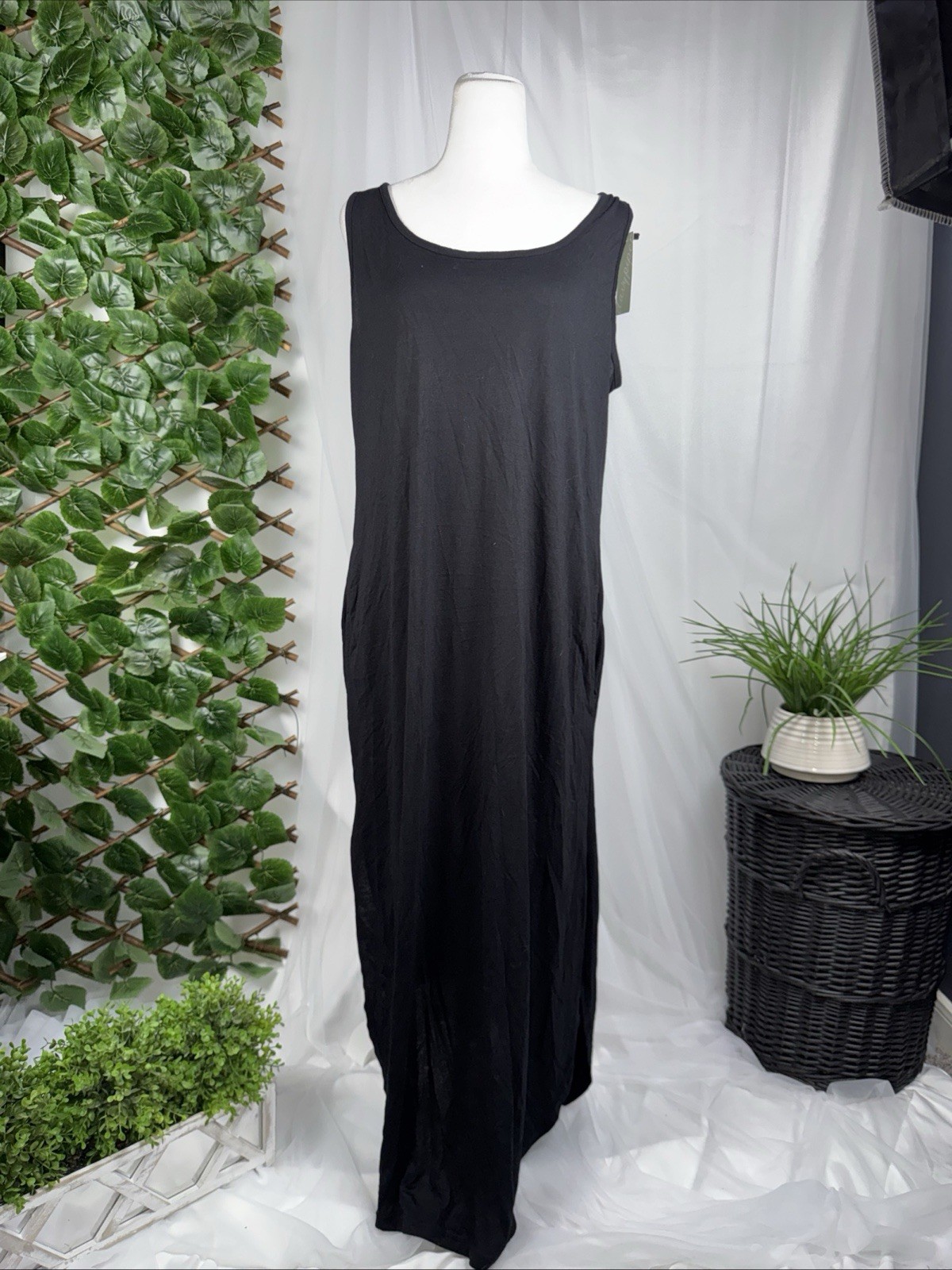 90’s Style Maxi Dress Sz L Goth Minimalist Whimsigoth Lightweight Coverup Summer