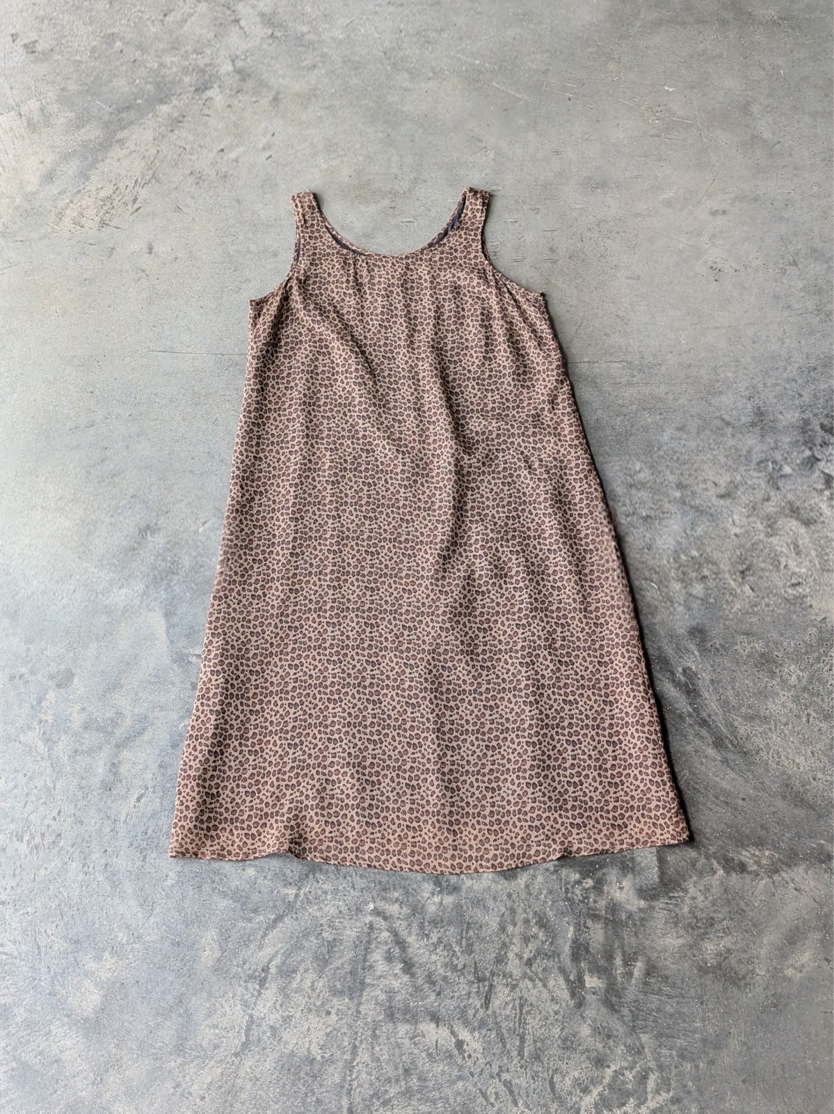 Vintage 90s Robbie Bee Silk Brown Tan Leopard Cheetah Animal Print Shift Dress