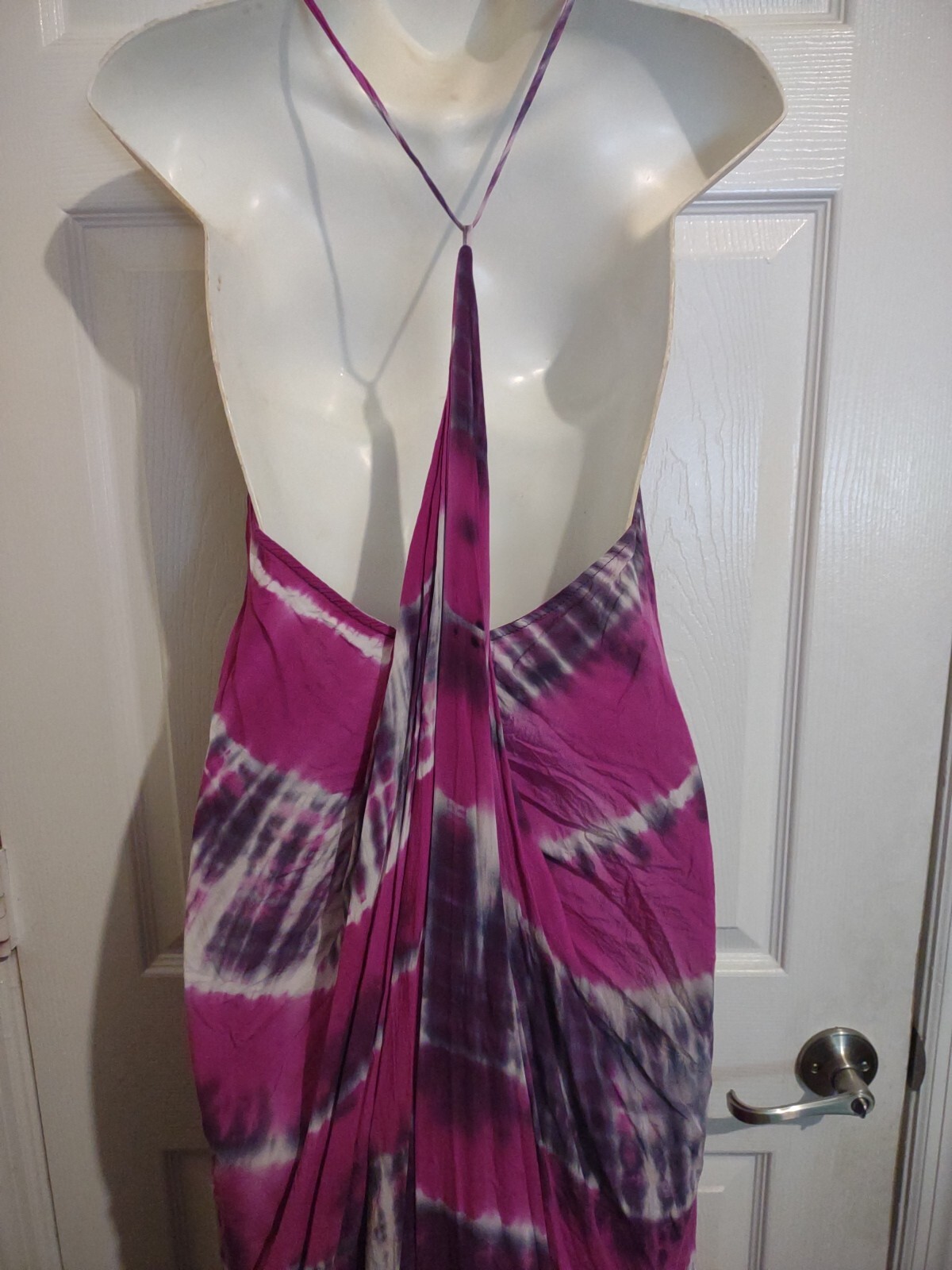 Love Stich Violet Tie Dye Beach V Neck Handkerchief Maxi Dress S