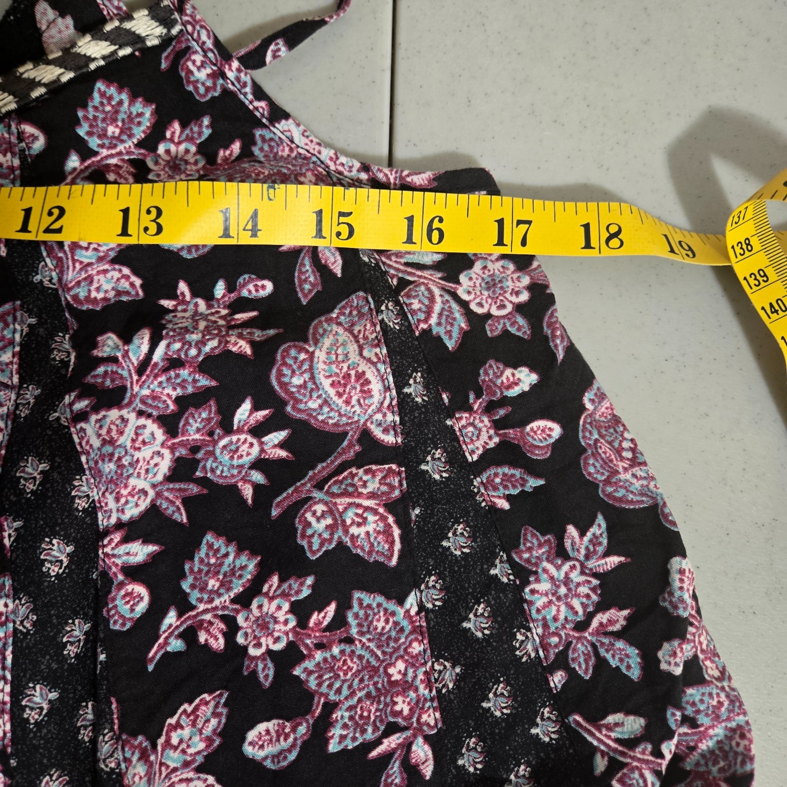 American Eagle Small Bohemian pattern Lace Up Back Fit & Flare Sundress flowy