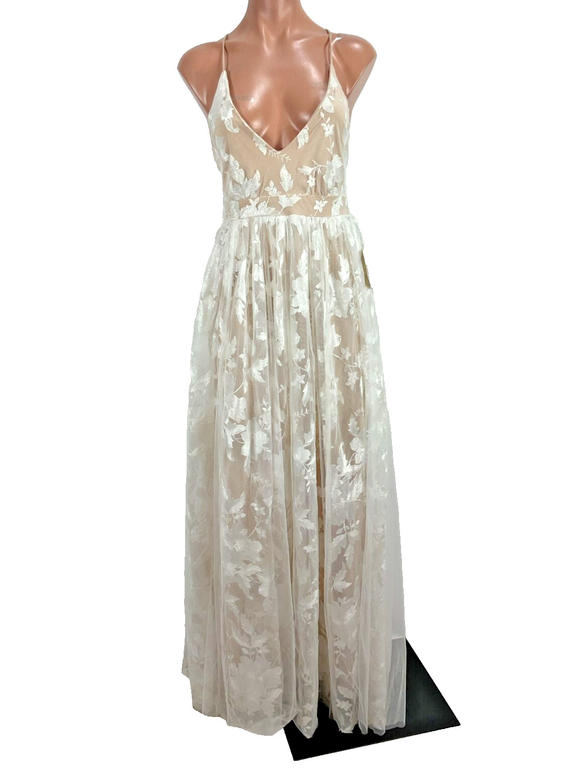 NWT Altar’d State ROXANNE nude ivory embroidered maxi bridal gown Layered S