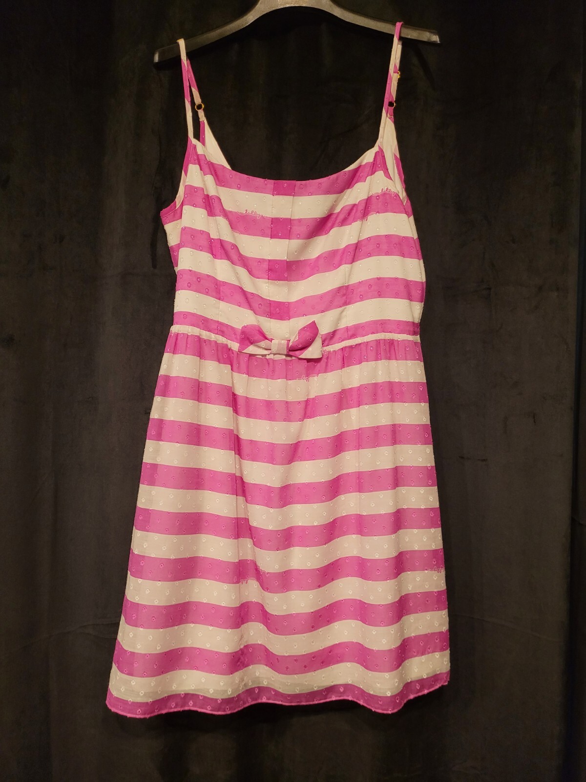 Lilly Pulitzer Dress, Pink And White Stripe With Small Front Bow At Mid Waist