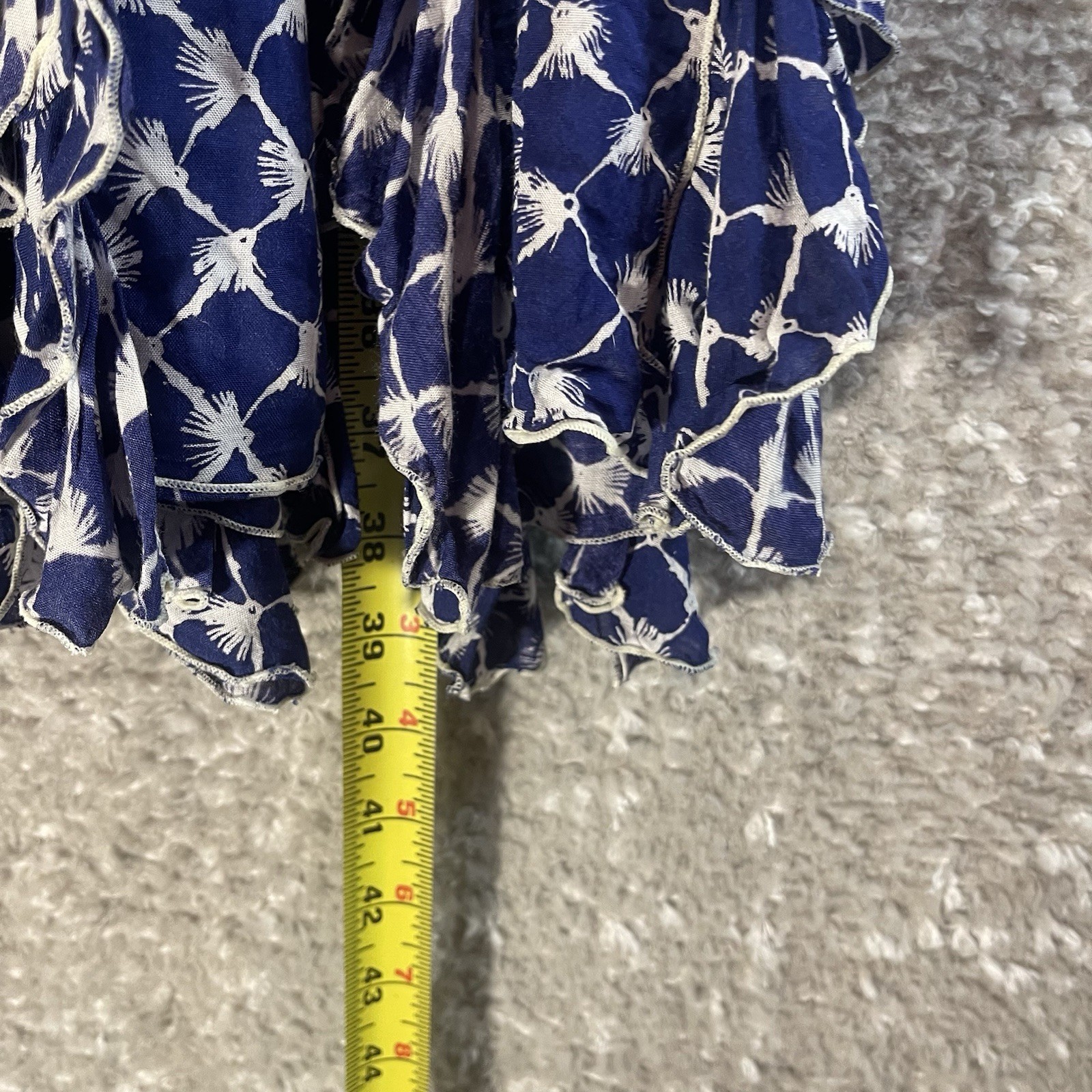 Poupette St Barth Beline Ruffle Mini Dress V Neck Sleeveless Blue M Beach Vacay