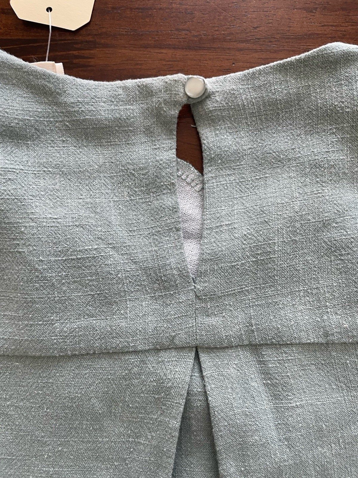 Monteau LA Green Solid Rayon/Linen Shift Dress Knee Round Short Sleeve S