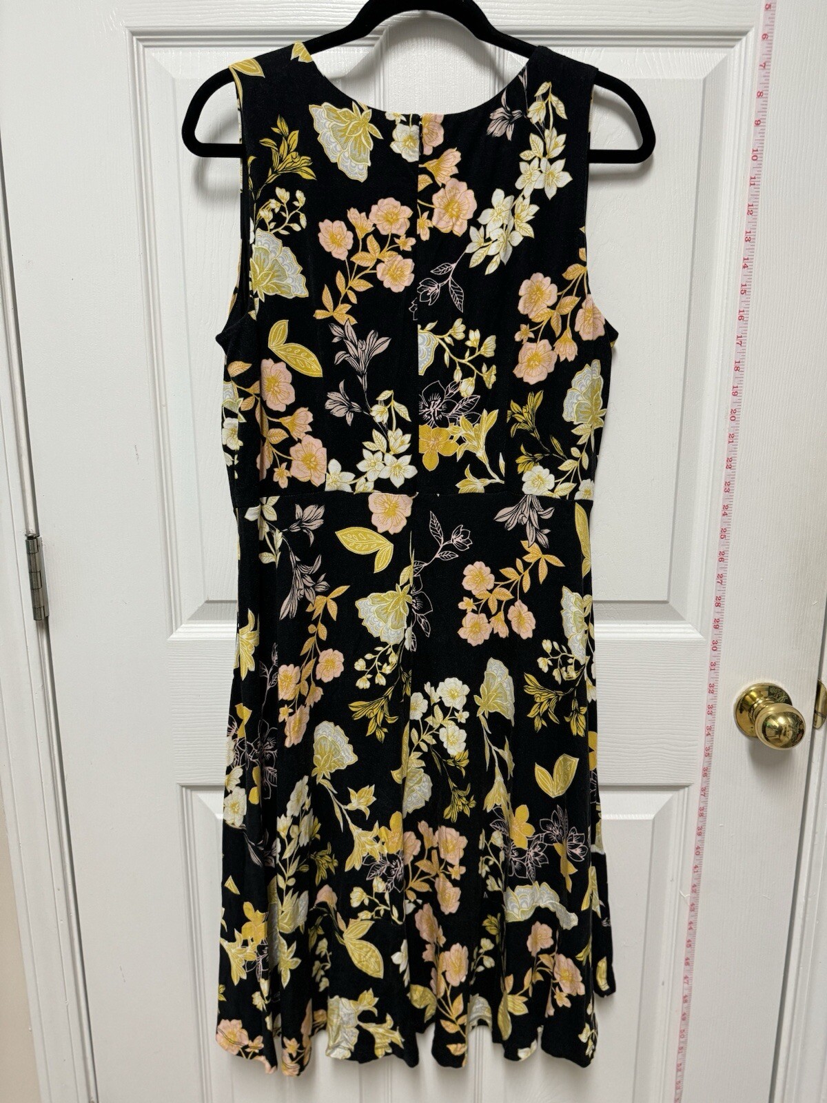 Loft Plus Size 16 Black Gold & Pink Floral Flare Sleeveless Dress