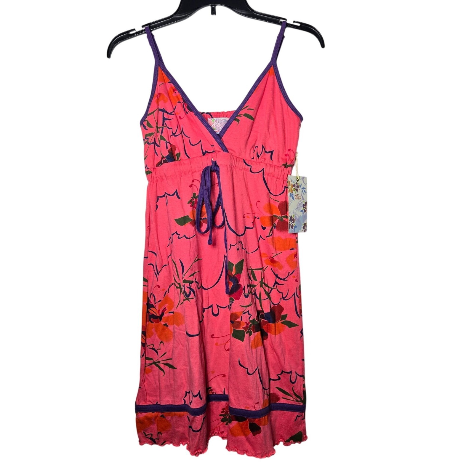 Lagaci Sport Sleeveless Babydoll Mini Dress Y2K Beach Hawaiian Summer Vacation