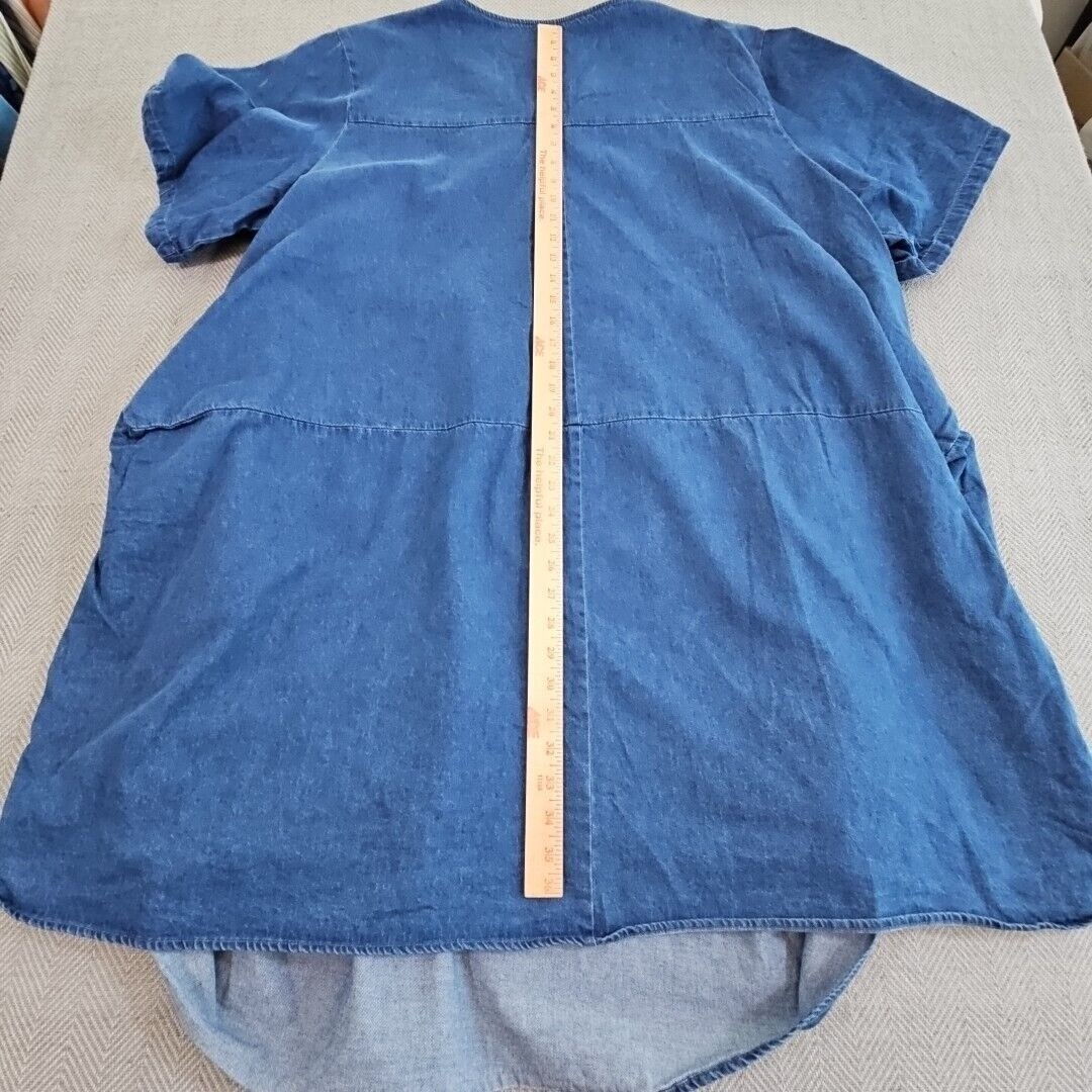 Minibee Ruffle Dress Woman’s 3XL Blue Oversized Casual Midi Pockets Short Sleeve