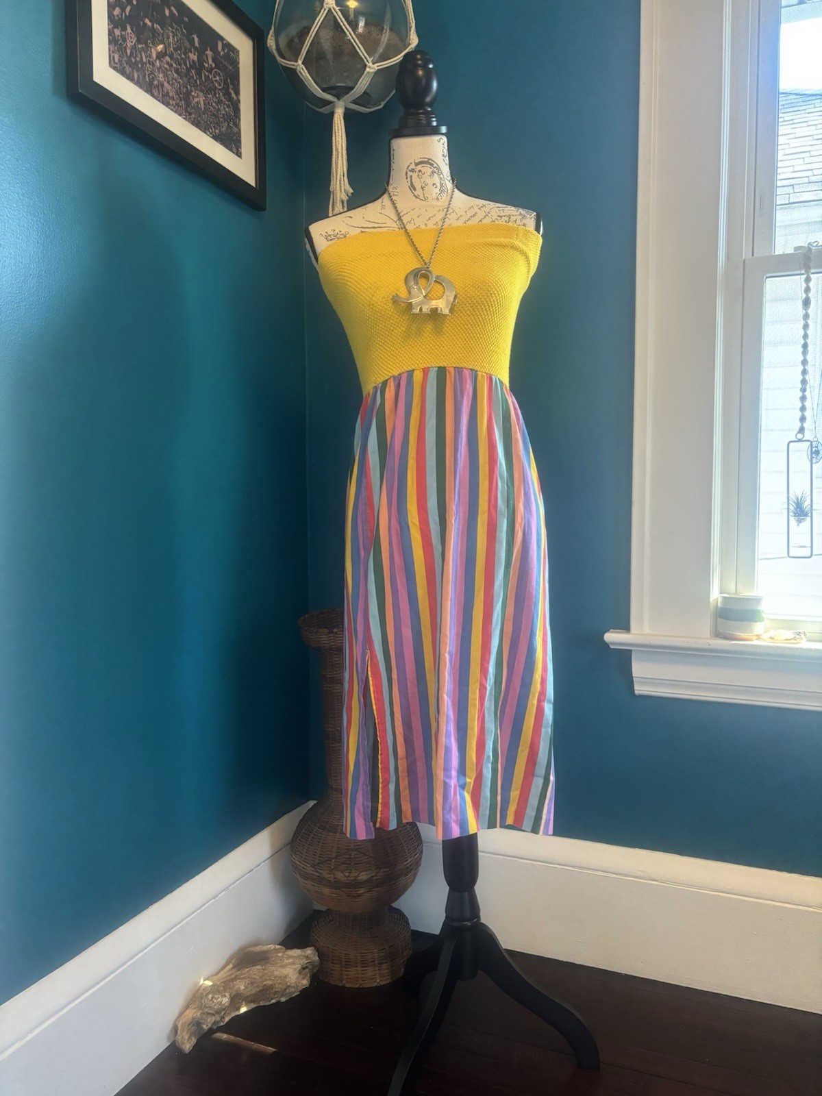Vintage 60’s/70’s Hippie Boho Rainbow Striped Festival Dress!!