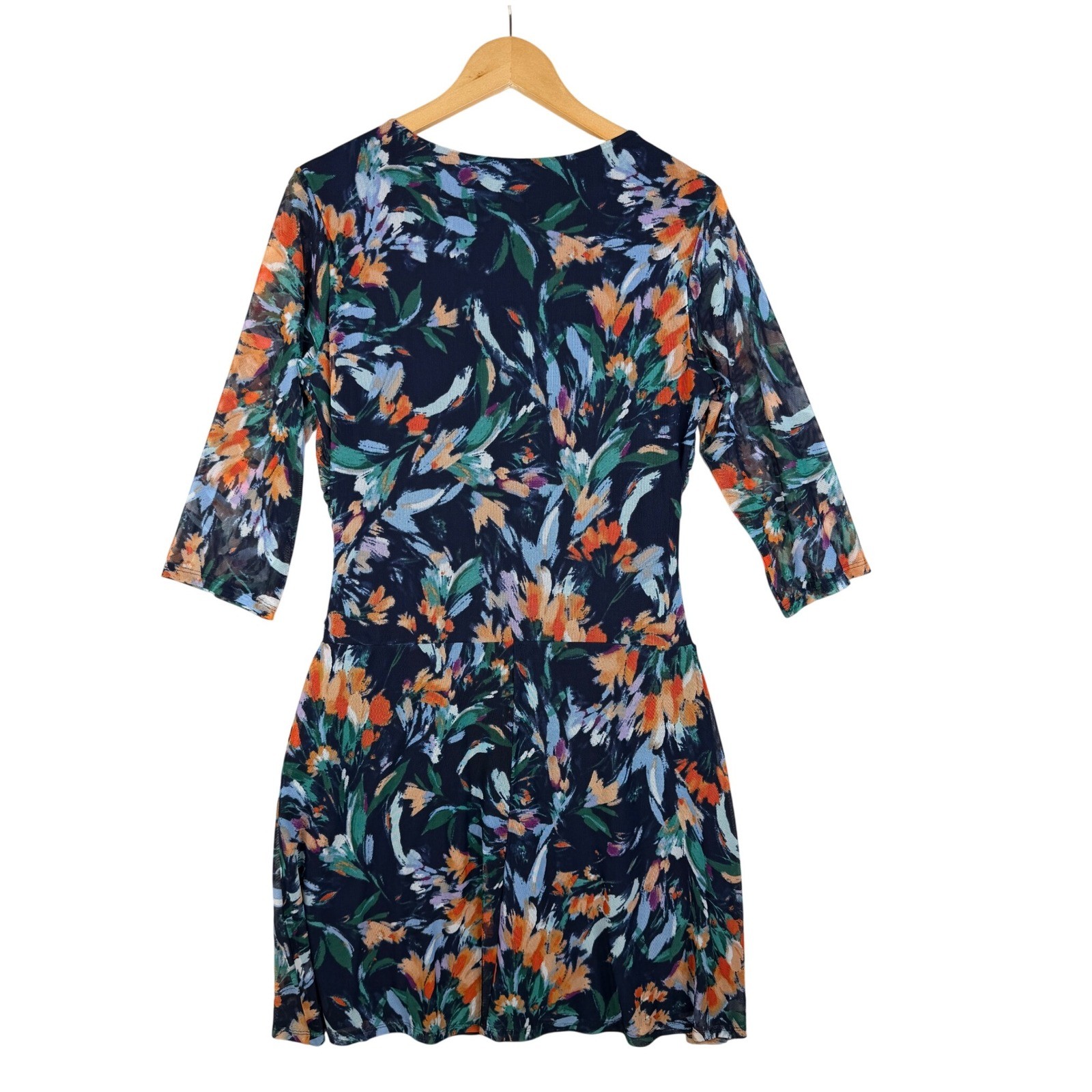New Enfocus Studio Floral Print Half Sleeve Dress size 12 Blue/Orange