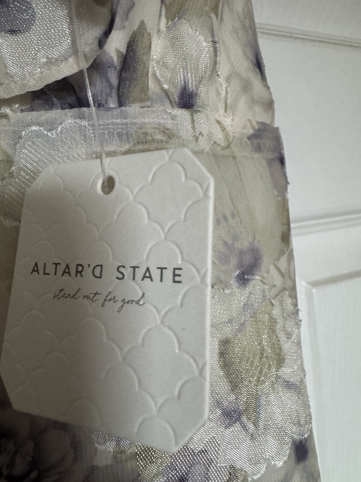 Altar’d State Ivory/Purple Floral Ruffle Chiffon Maxi Dress Sleeveless XXS
