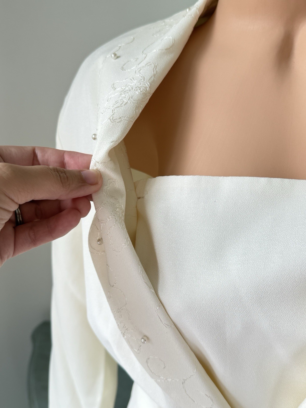 New Vintage 80s Dani Max Lois Snyder Dress Sz 16 XL L $98 Pearl Cream Career