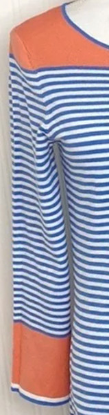 NWT! SAIL TO SABLE BLUE WHITE CORAL NAUTICAL STRIPED COTTON KNIT BLEND DRESS L !