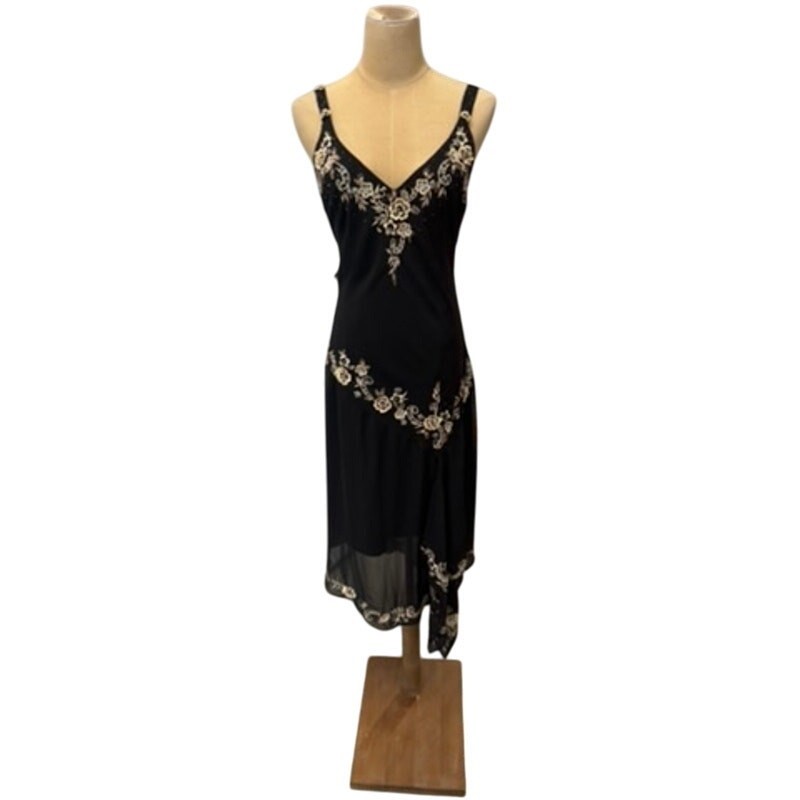 “R & M Richards” Bedazzled Dress SZ 14 VTG Dark Fairy Whimsigoth Asymmetric Hem