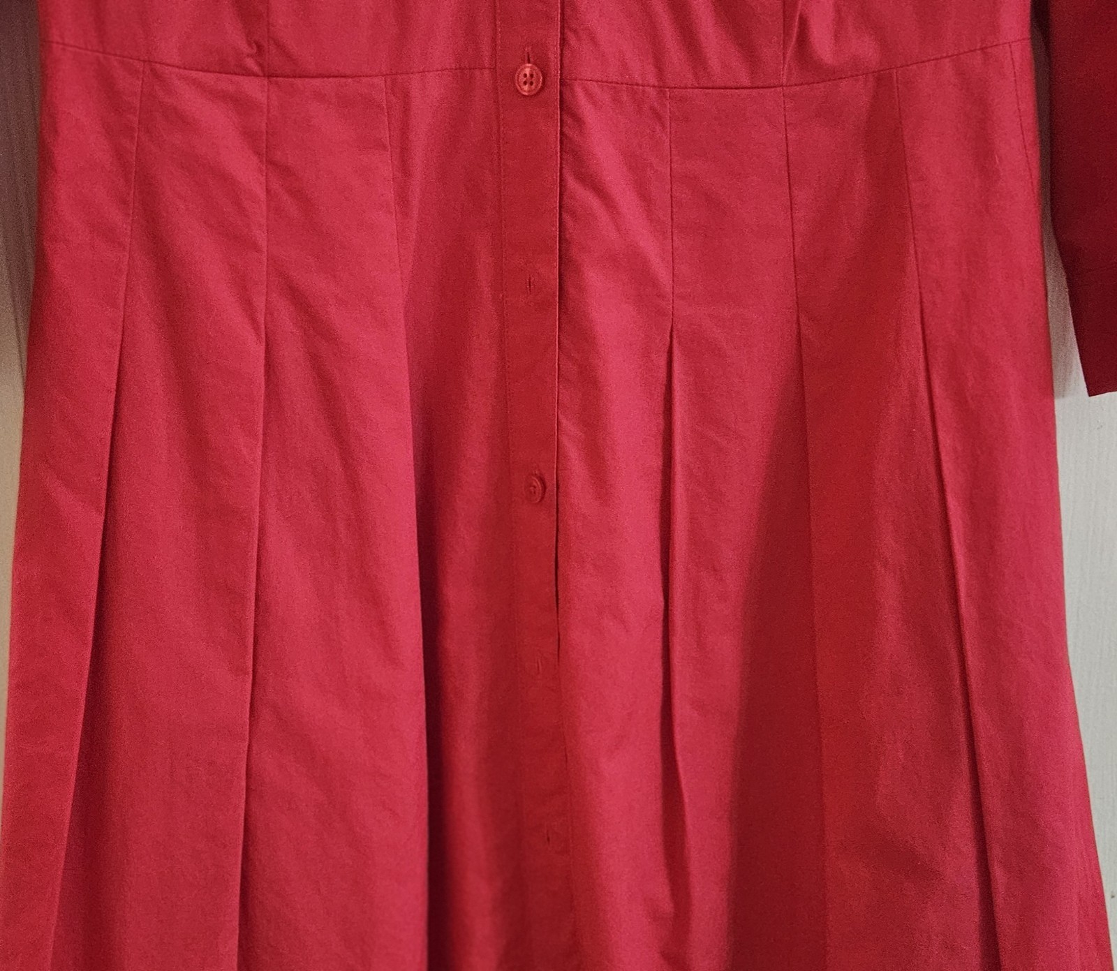 Talbots Belted Button Front Cotton Shirt Dress Ruffle Lined Sz. 6 Raspberry